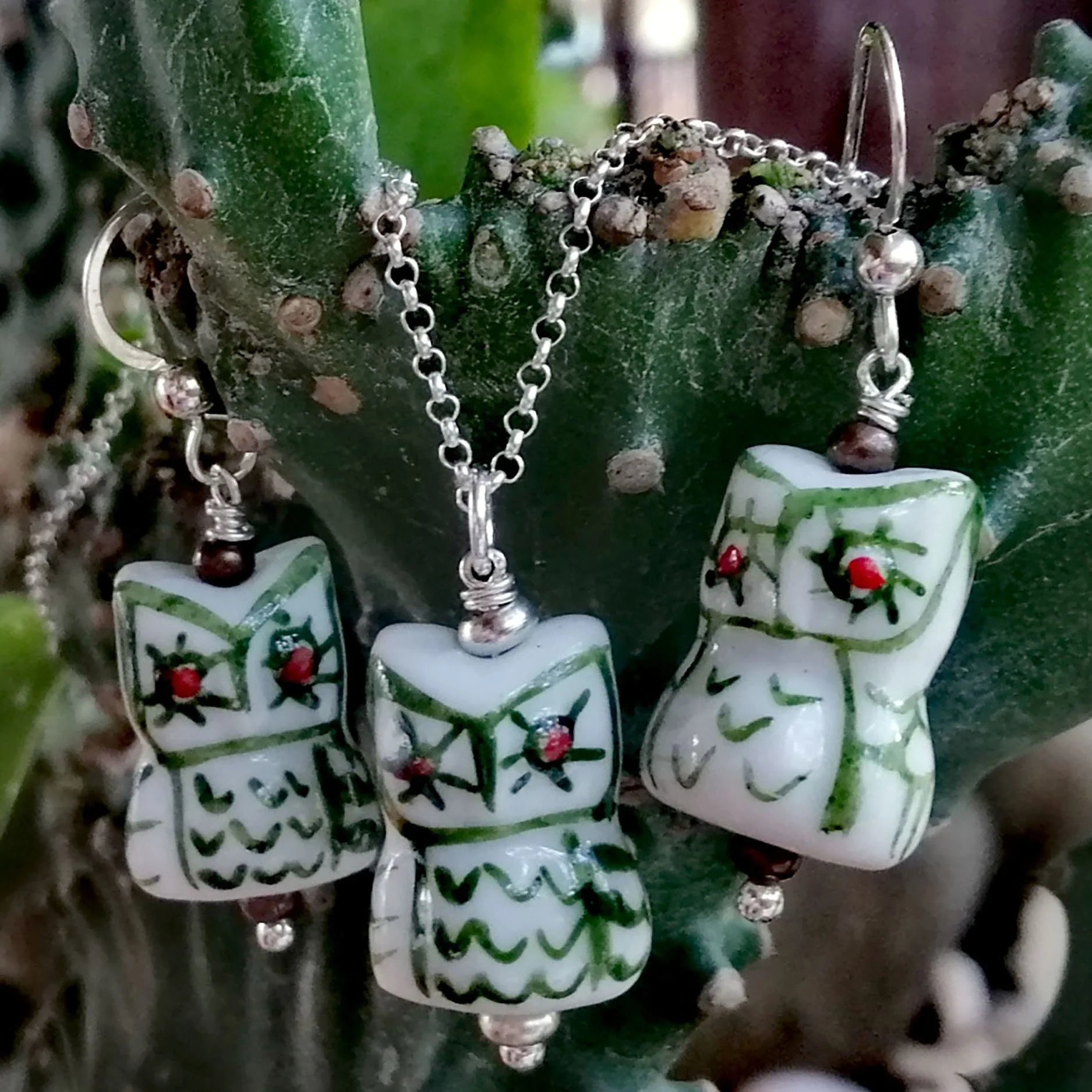 Owl Charm and Earring Set