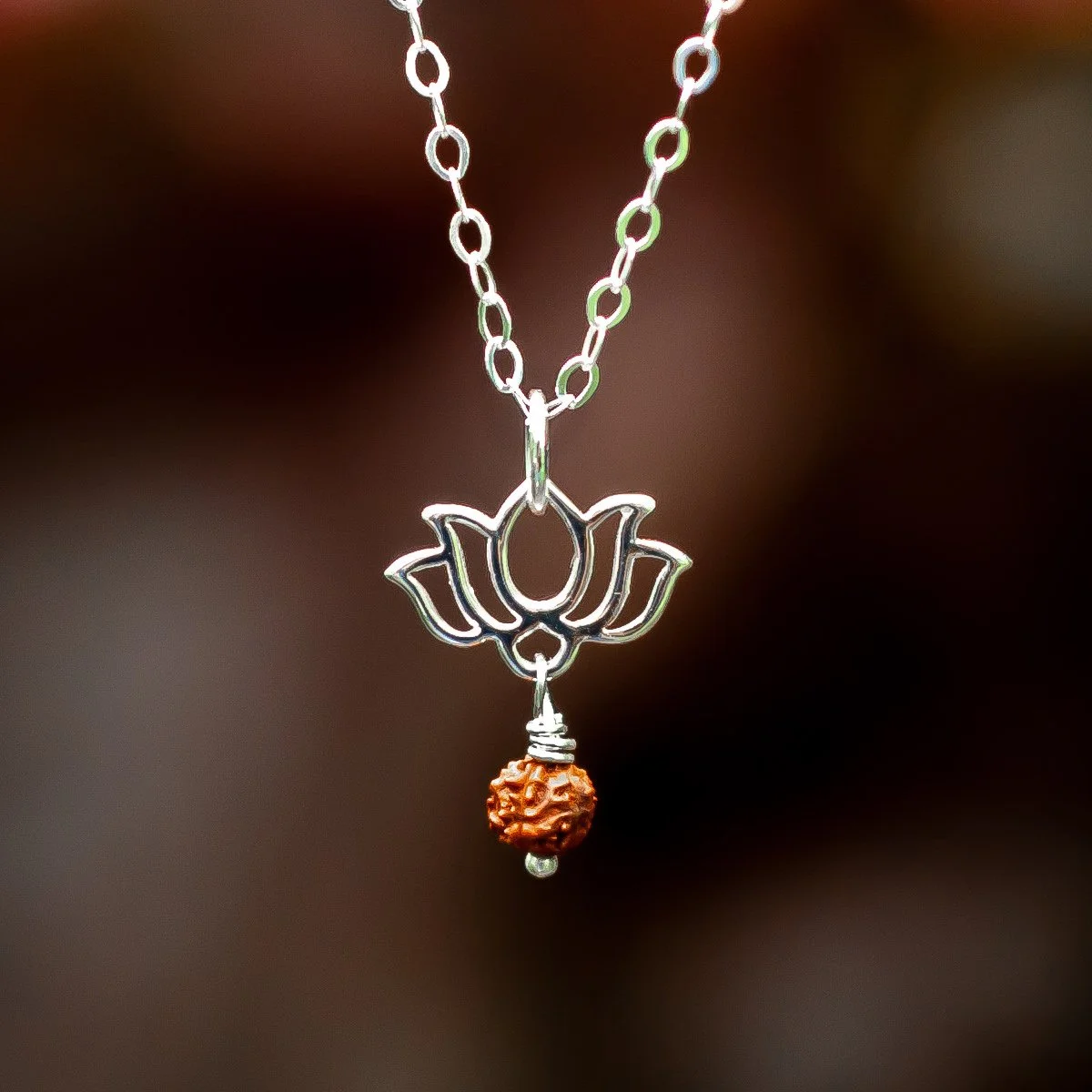 Small Lotus and Rudraksha Charm