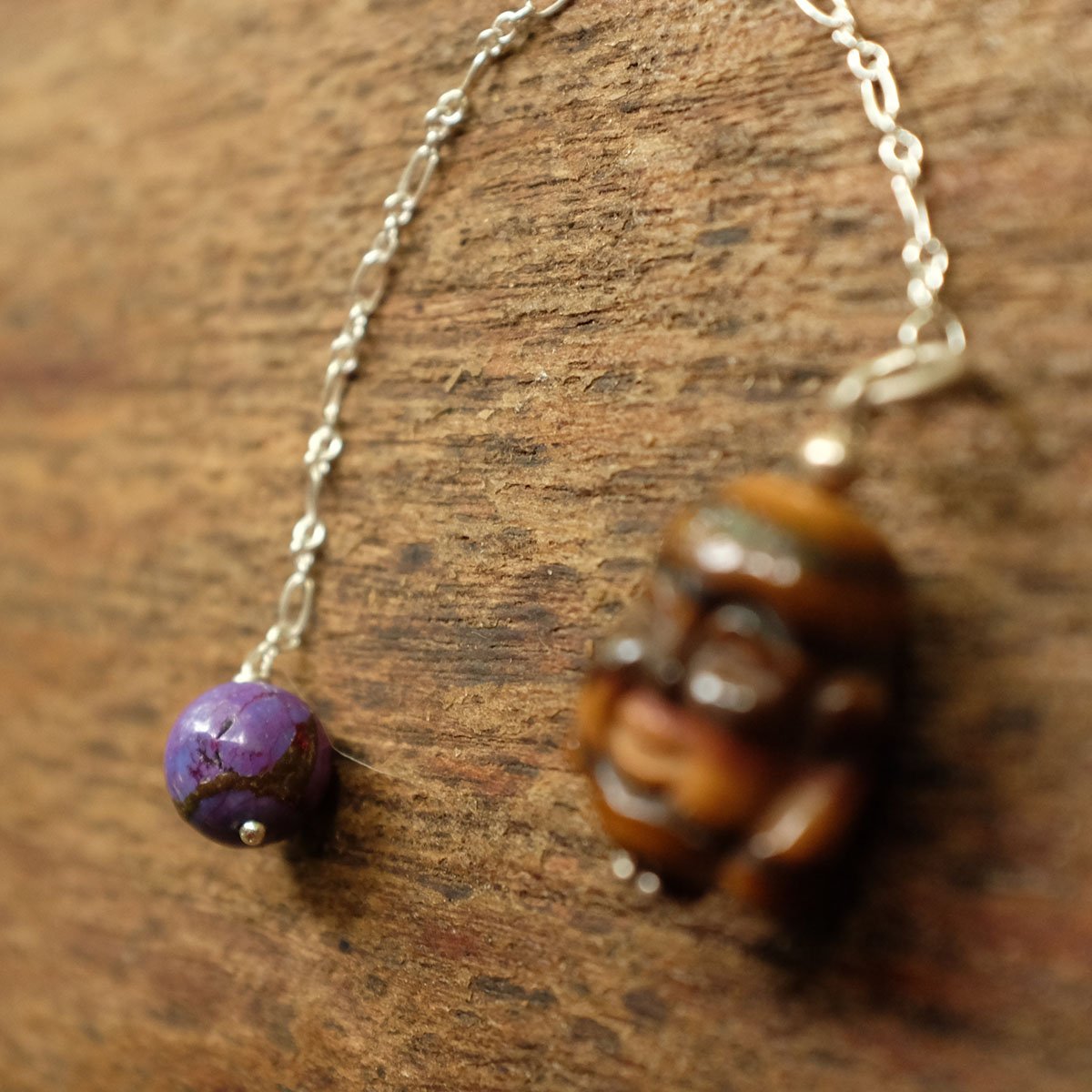 Tiger's Eye Buddha and Purple Turquoise Pendulum 2.jpg
