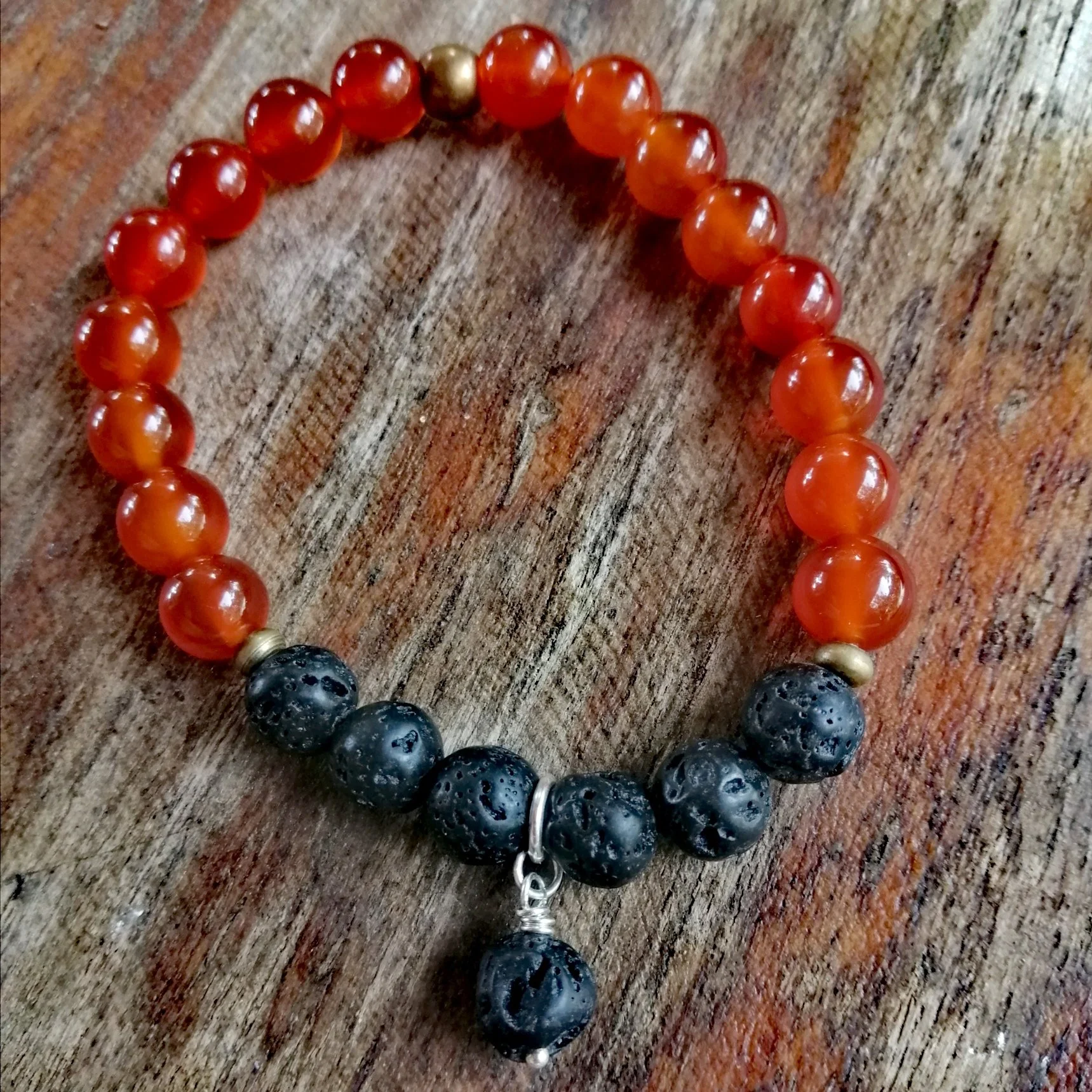 Carnelian and Lava Scent Bracelet