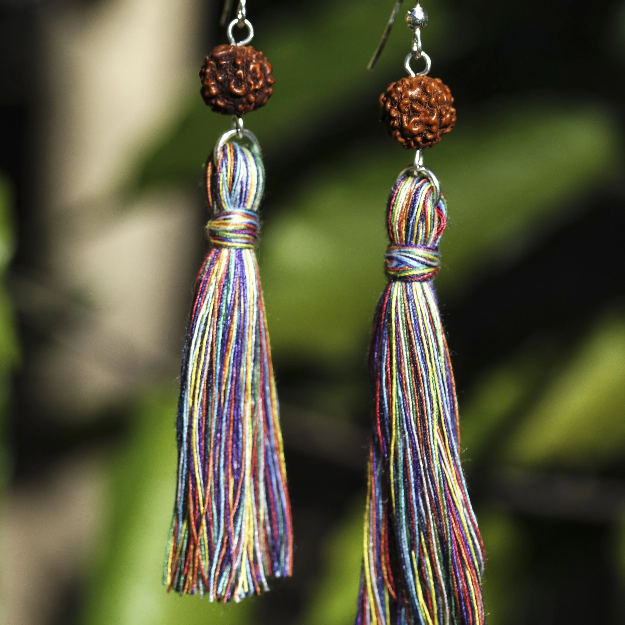 Rudraksha and Rainbows Earrings