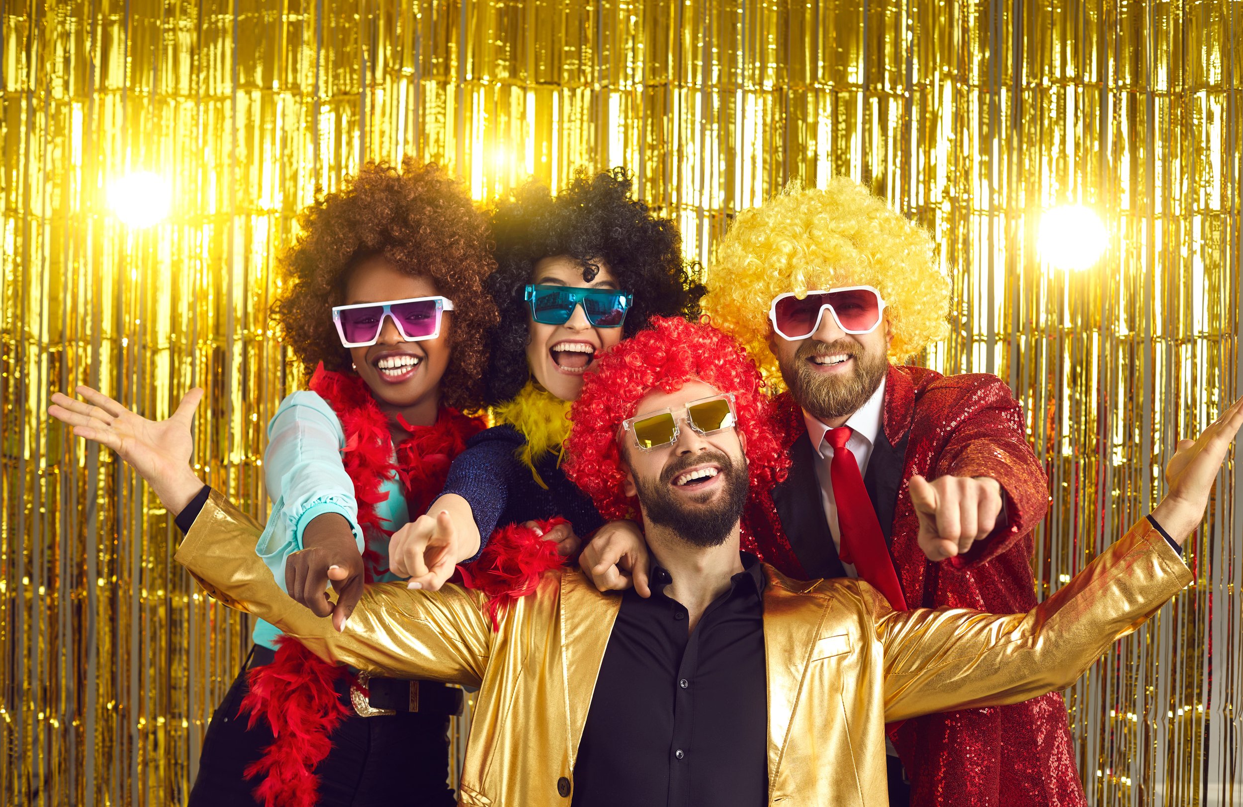 Guests using 360 photo booth with props in Riverside County