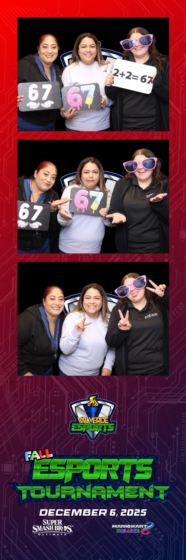 Guests using the photo booth at a school district esports event in Perris, CA