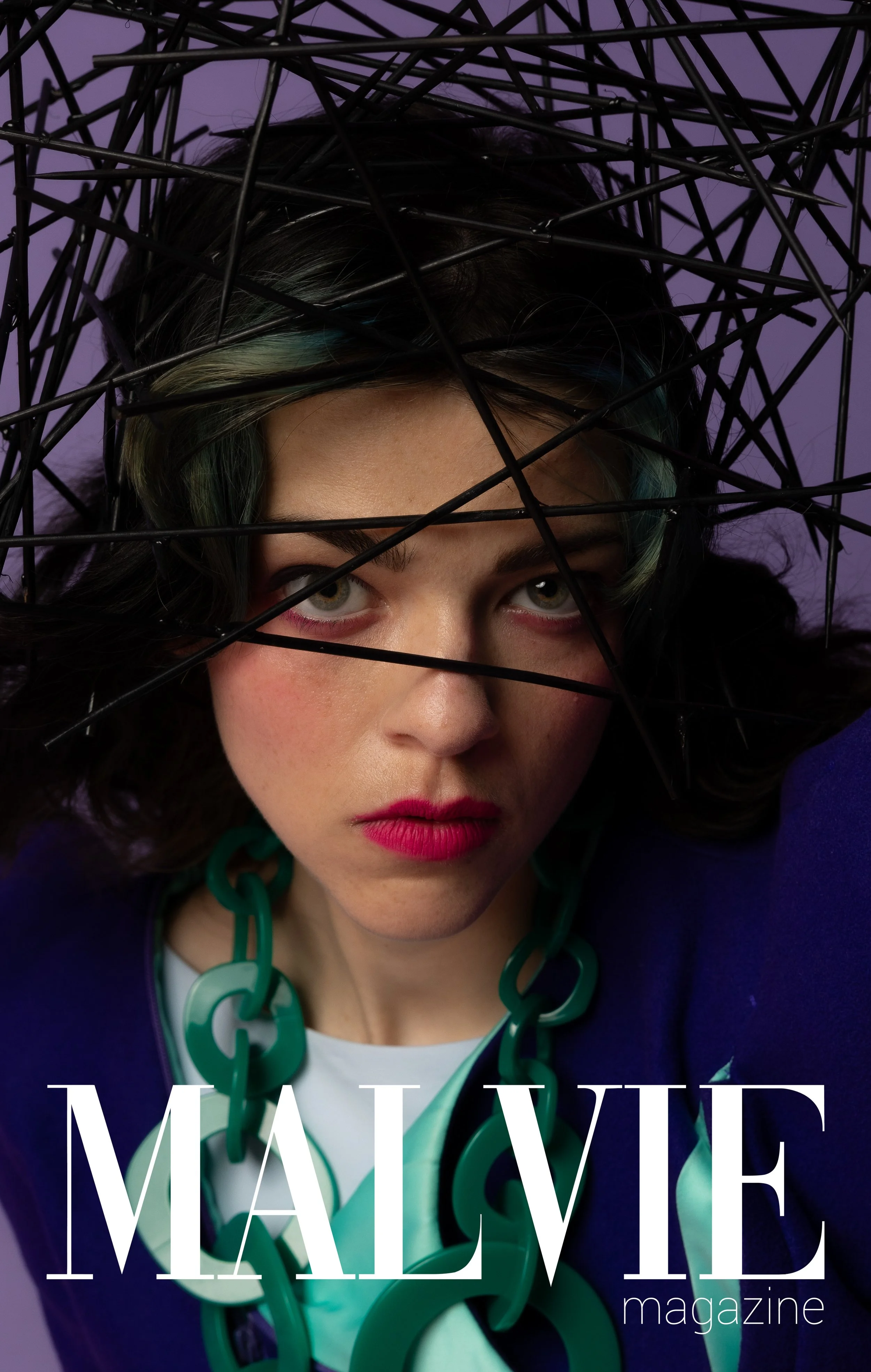 HMUA: Lori S Makeup & FX | Hair Piece: Lori S Makeup & FX | Photographer: Zoe Varol | Magazine : Malvie | Model:  Elle Farrow | Styling team: AM PM Studio & Jay | Designer: Ewol Label