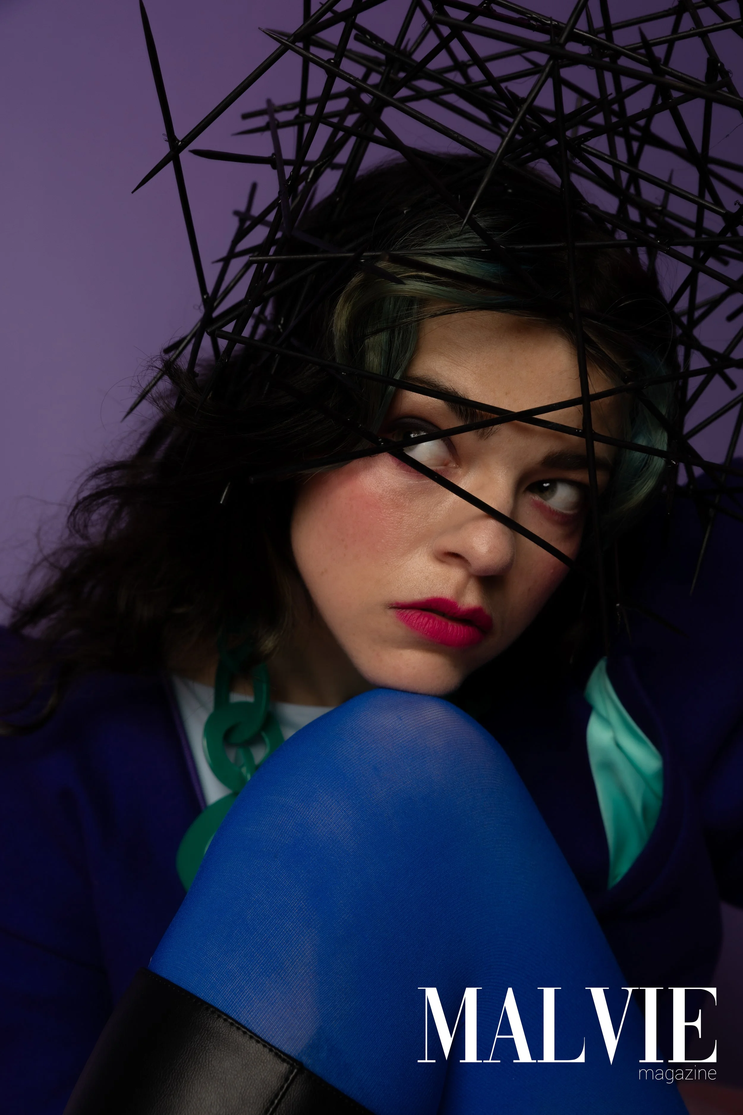 HMUA: Lori S Makeup & FX | Hair Piece: Lori S Makeup & FX | Photographer: Zoe Varol | Magazine : Malvie | Model:  Elle Farrow | Styling team: AM PM Studio & Jay | Designer: Ewol Label