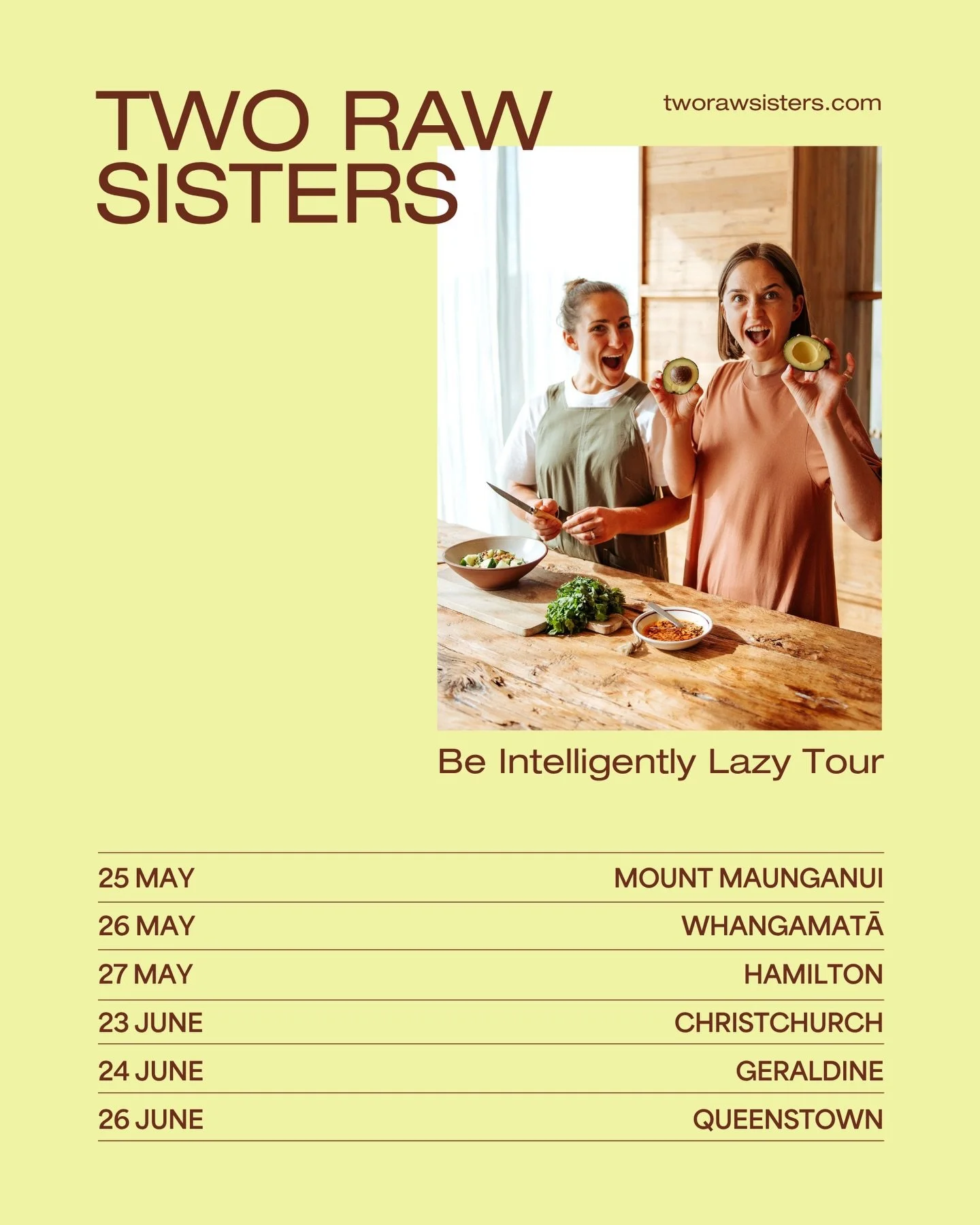 We&rsquo;ve saved you a seat! Our Be Intelligently Lazy Tour continues for 2026 🍅

23 May &mdash; Mount Maunganui
24 May &mdash; Whangamatā
25 May &mdash; Hamilton
23 June &mdash; Christchurch
24 June &mdash; Geraldine
26 June &mdash; Queenstown 

J