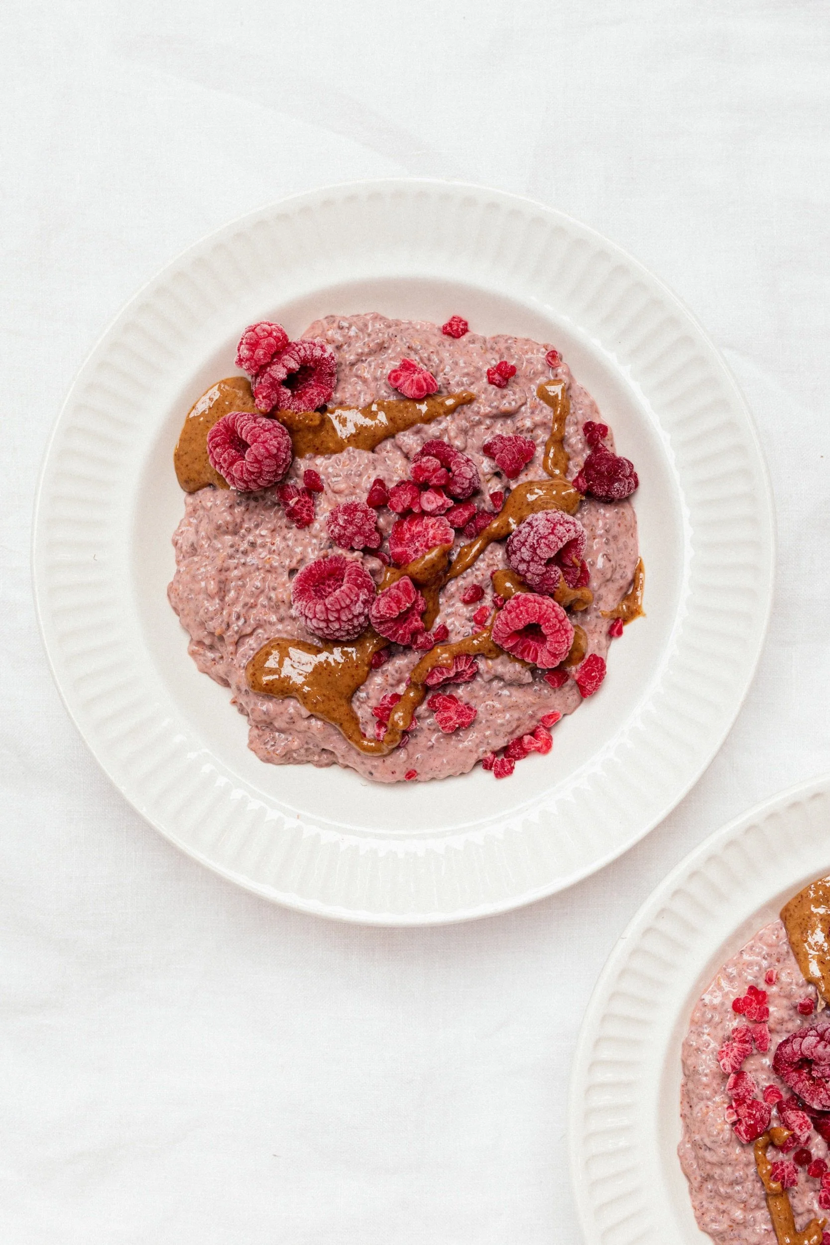 Berry almond butter chia pudding from the Two Raw Sisters App — a healthy make-ahead breakfast recipe