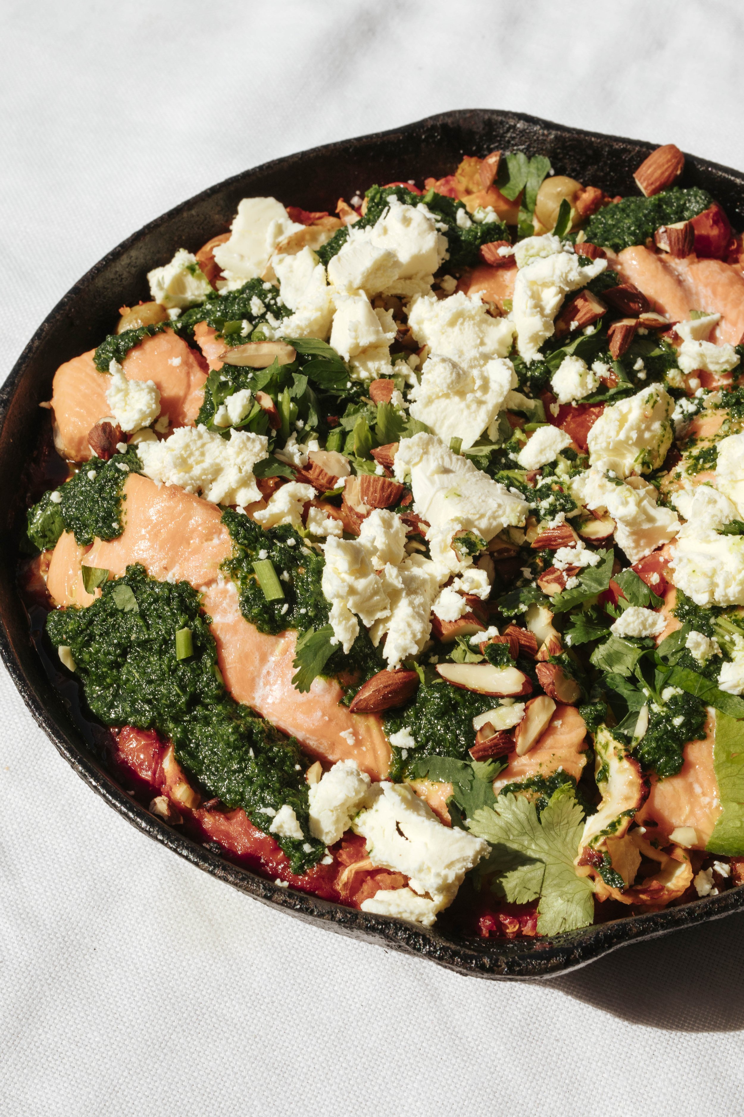 One Pan Herby Salmon with Bulgur