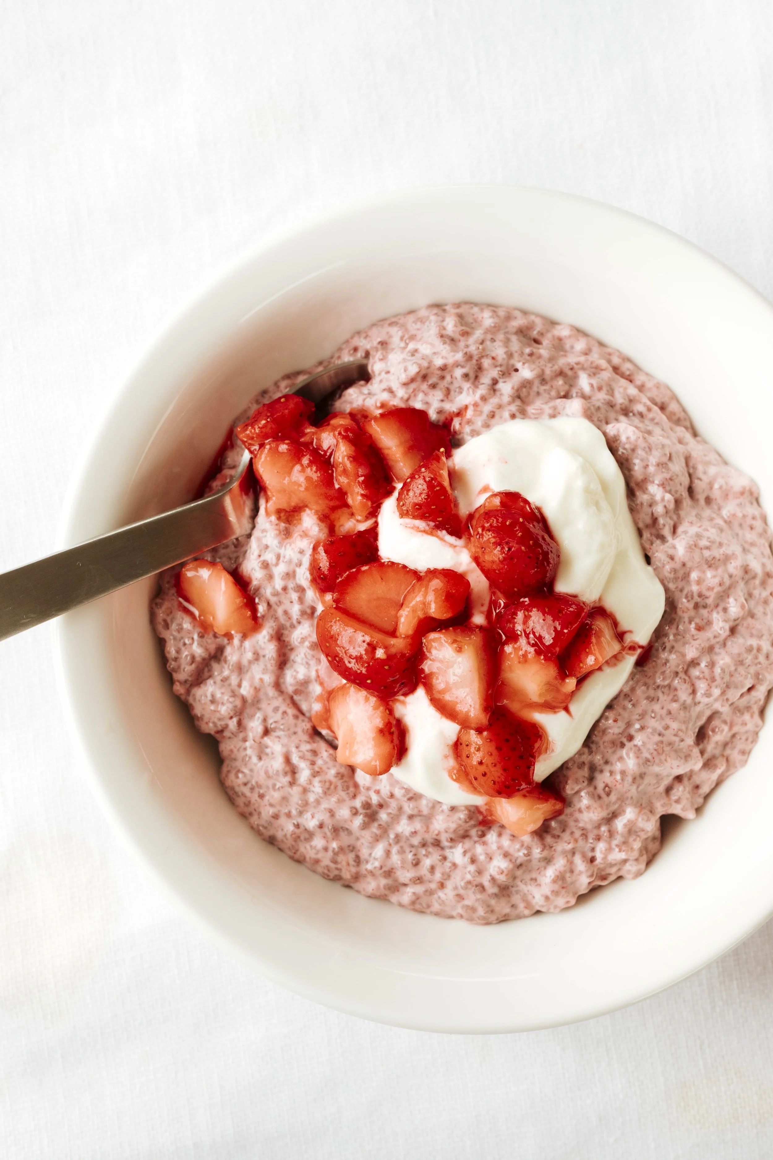 Strawberries + Cream Chia Pudding