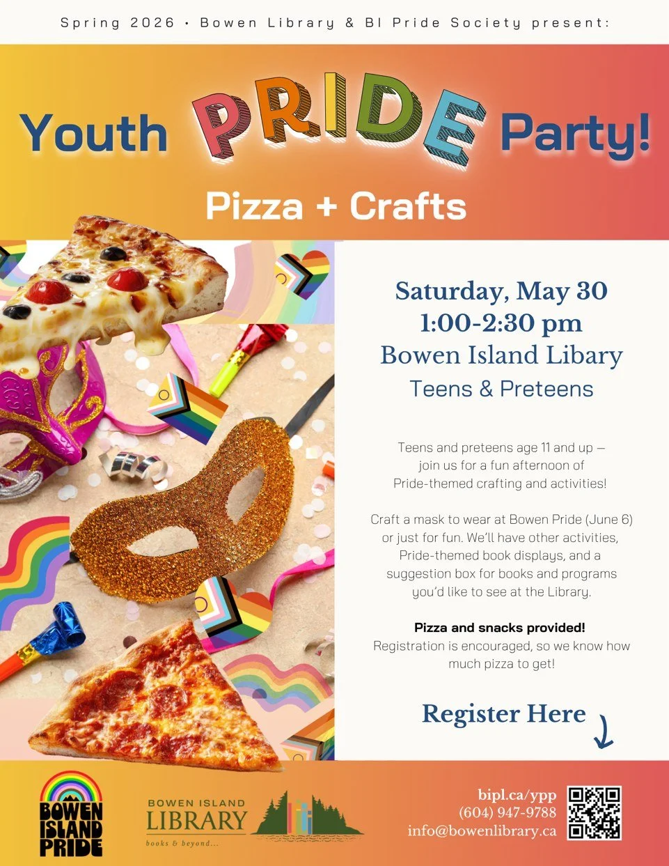 Youth Pride Party: Pizza + Crafts