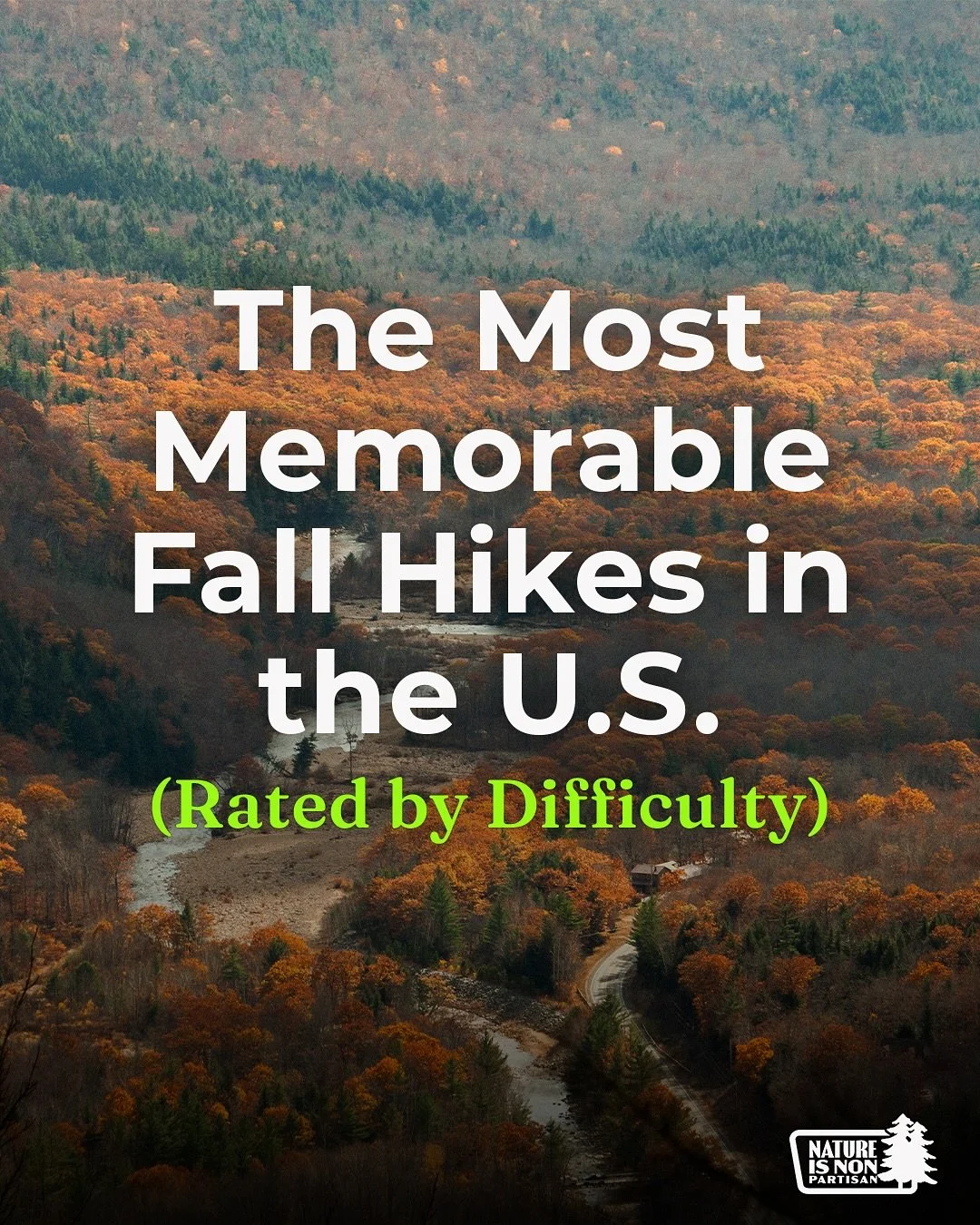 The top voted fall hikes in the US 🍁🐿️
Save this post when planning your fall activities! 

#NatureIsNonPartisan #Nature #FallActivities #FallHikes