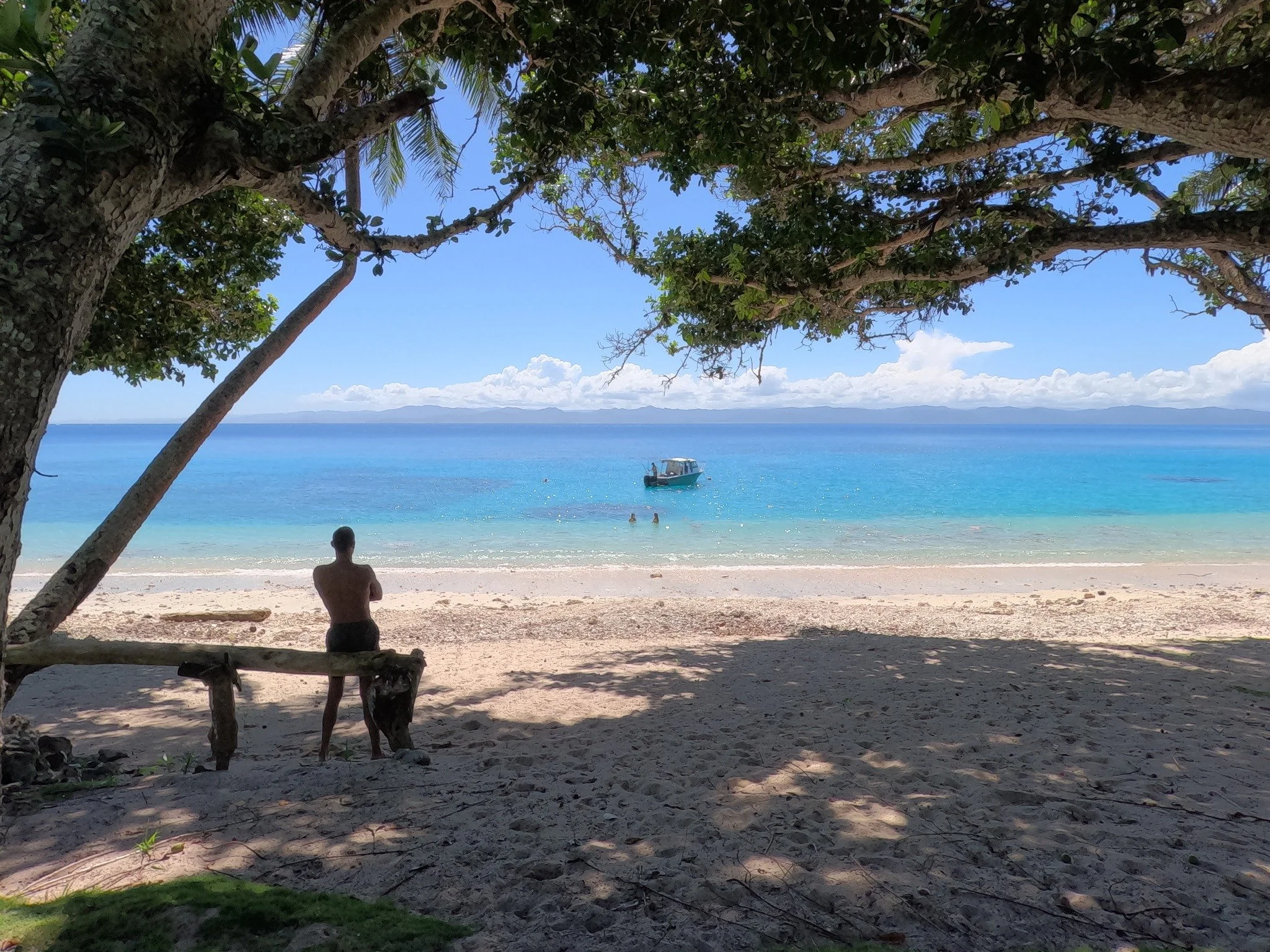 The view from Yancua island, looking out to the South Pacific Ocean. Relaxing after a yummy picnic on the beach.