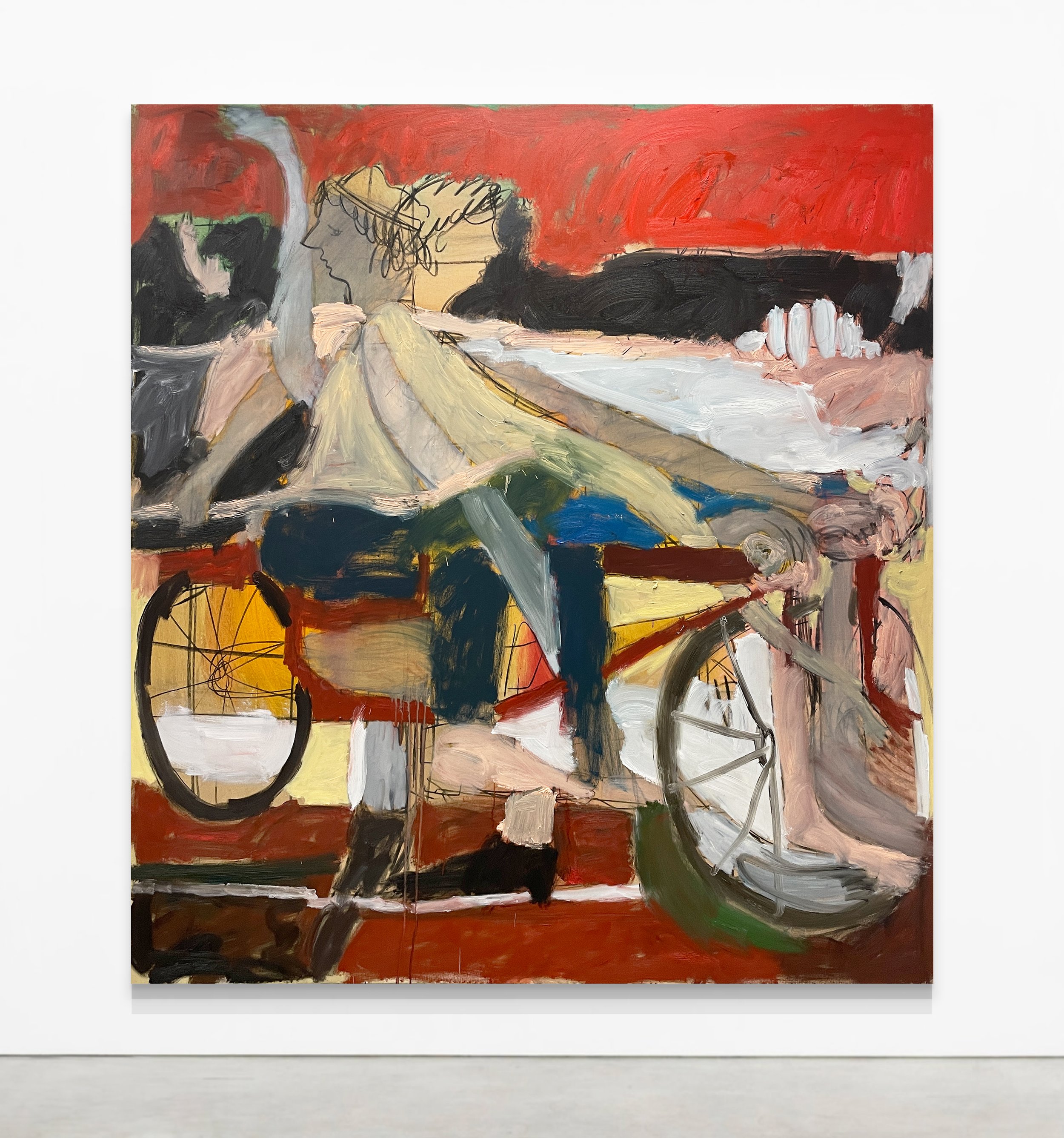 Riding tandem
Oil, charcoal and graphite on canvas.
195cm x 185cm
2024.