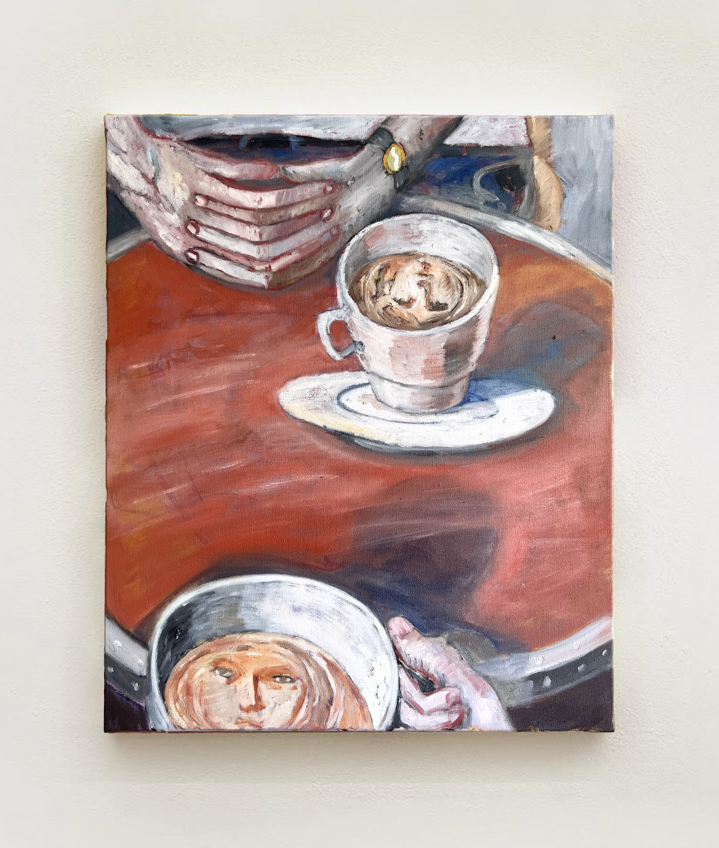 There’s something in the coffe
Oil on linen.
60cm x 50cm
