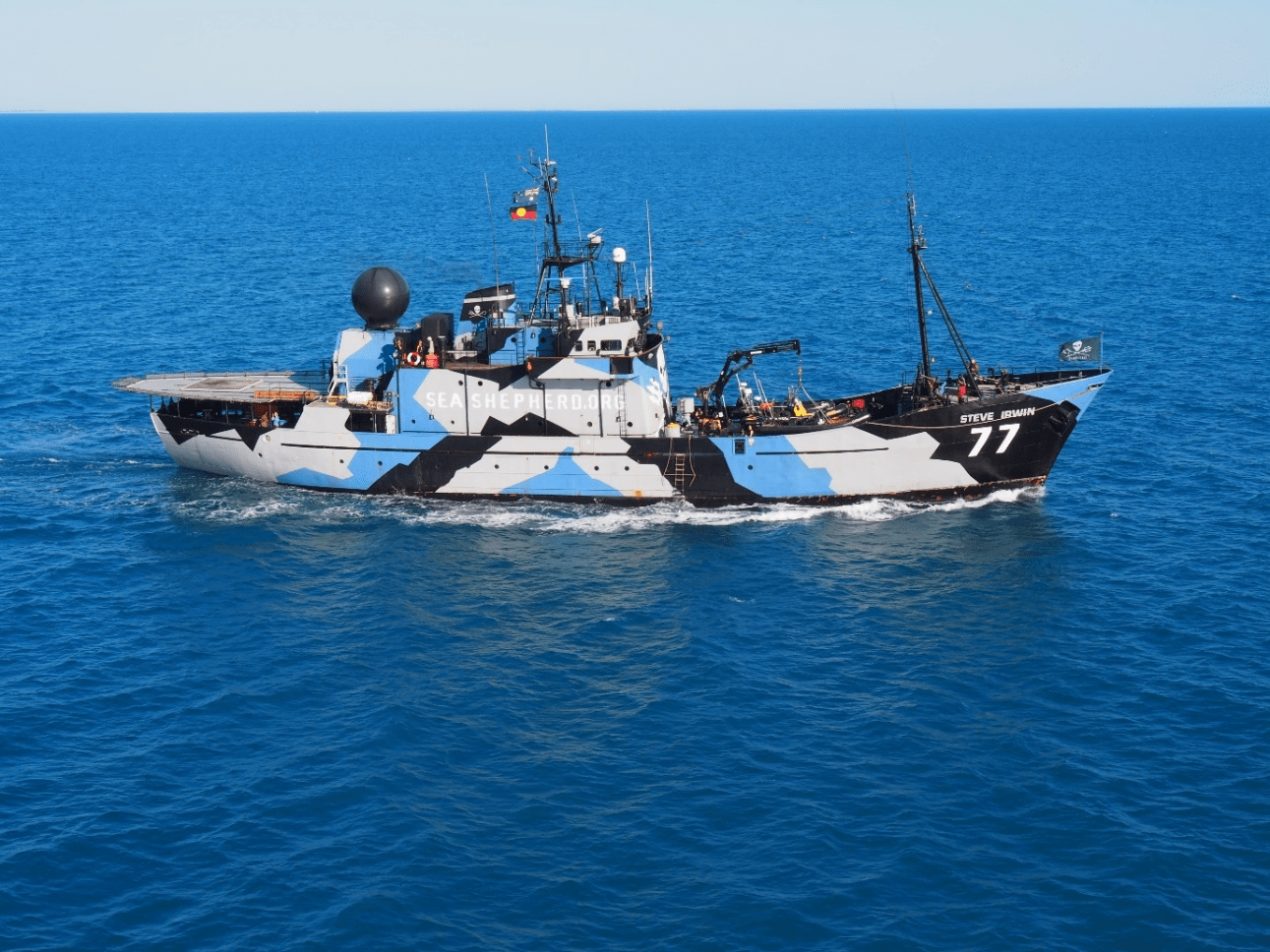 Photo credit: anonymous | The renowned NGO marine conservation activist, the Sea Shepherd Conservaton Society, deployed their vessel, Steve Irwin to Walmadany (James Price Point) in 2011 to help in the battle to save Walmadany from industrialisation.