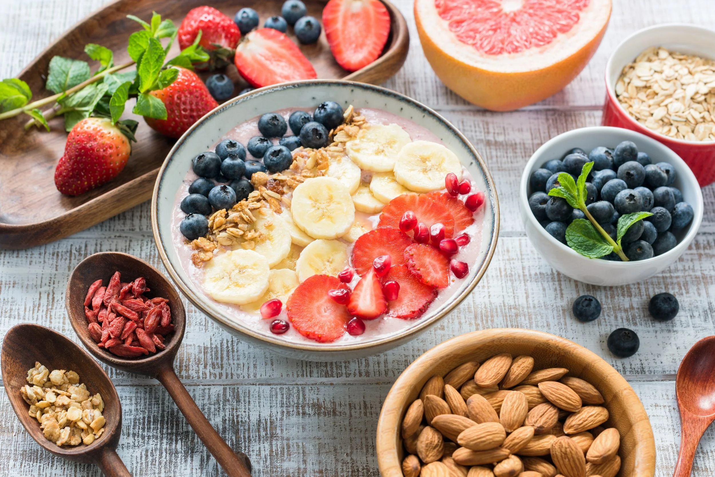 Healthy breakfast fibre variety bowl