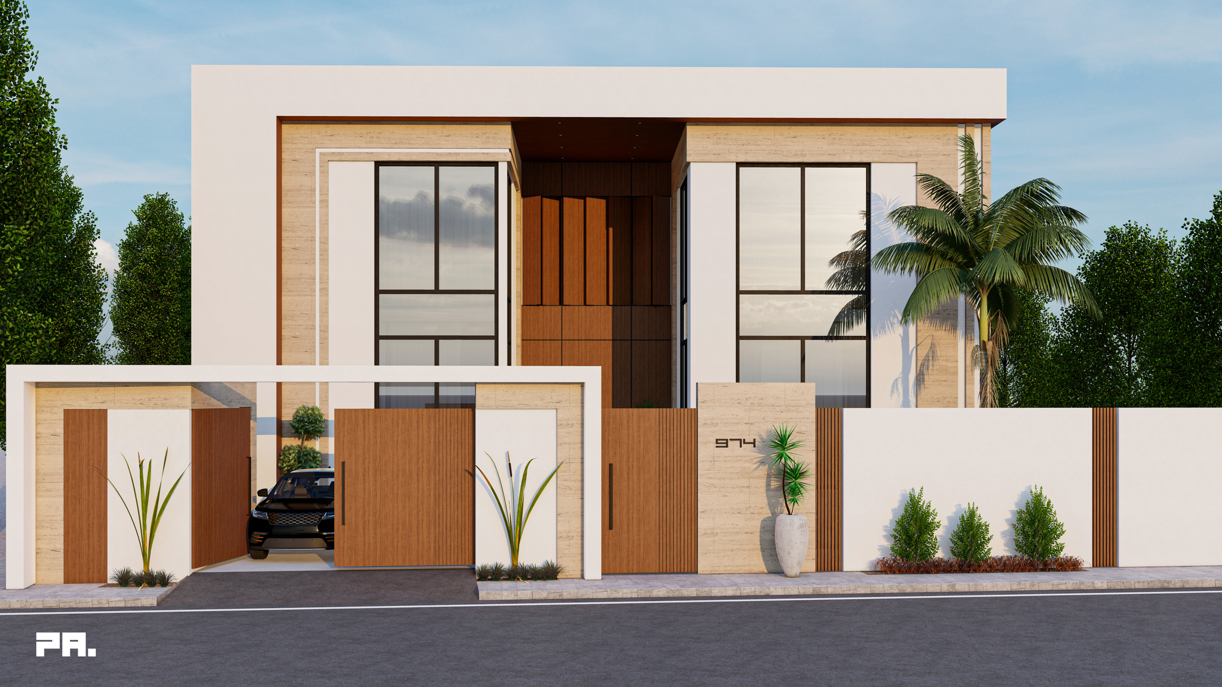 Mr Jasim Al Jasim Villa - Front Elevation (with Fence).png