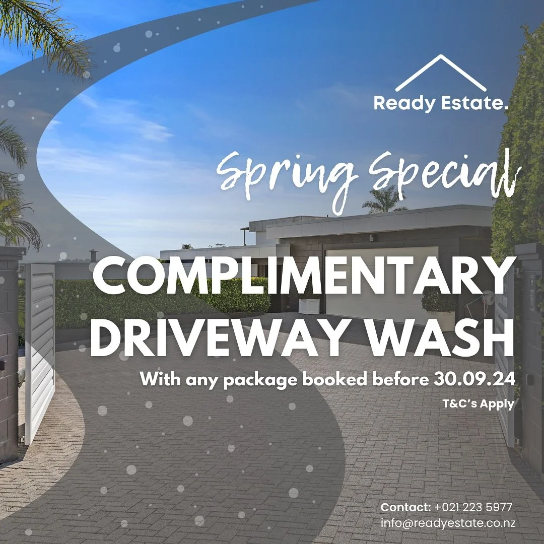Secure a FREE surface wash for your DRIVEWAY when you book any package with Ready Estate this September 👏

Say goodbye to winter and let&rsquo;s make your curb appeal shine 🏡 #SpringintoAction

T&amp;Cs Apply.