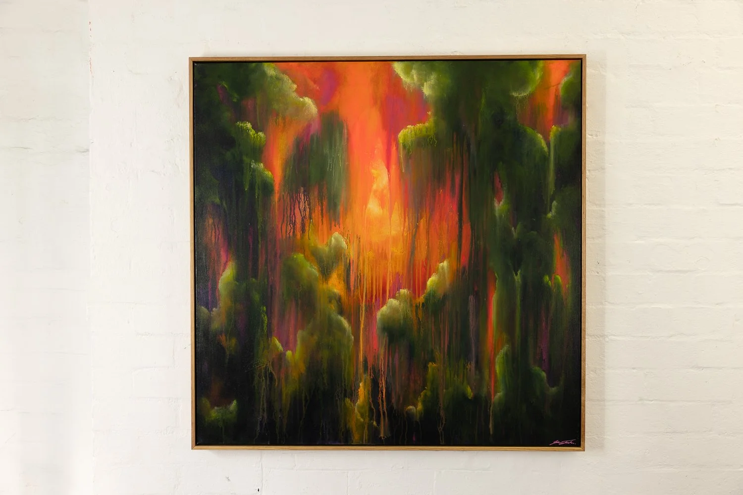 Mystic Glow, Acrylic on canvas, Framed in sustainable Vic ash 100 x 100cm $3100