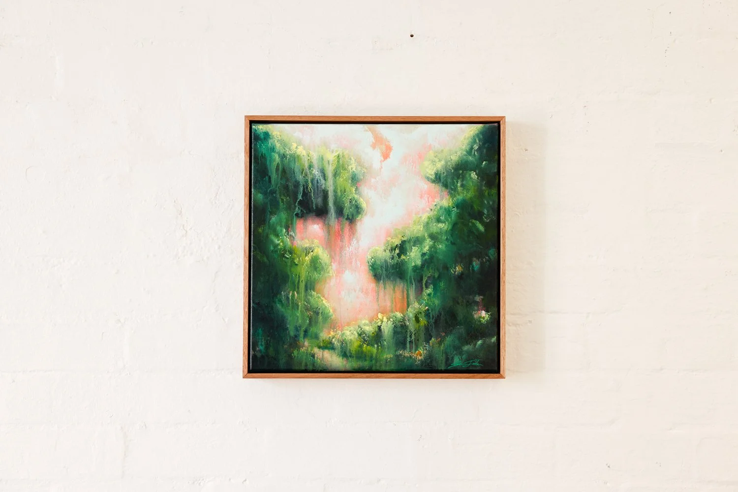 Around The Corner, Acrylic on canvas, Framed in sustainable Vic ash, 40 x 40cm $620