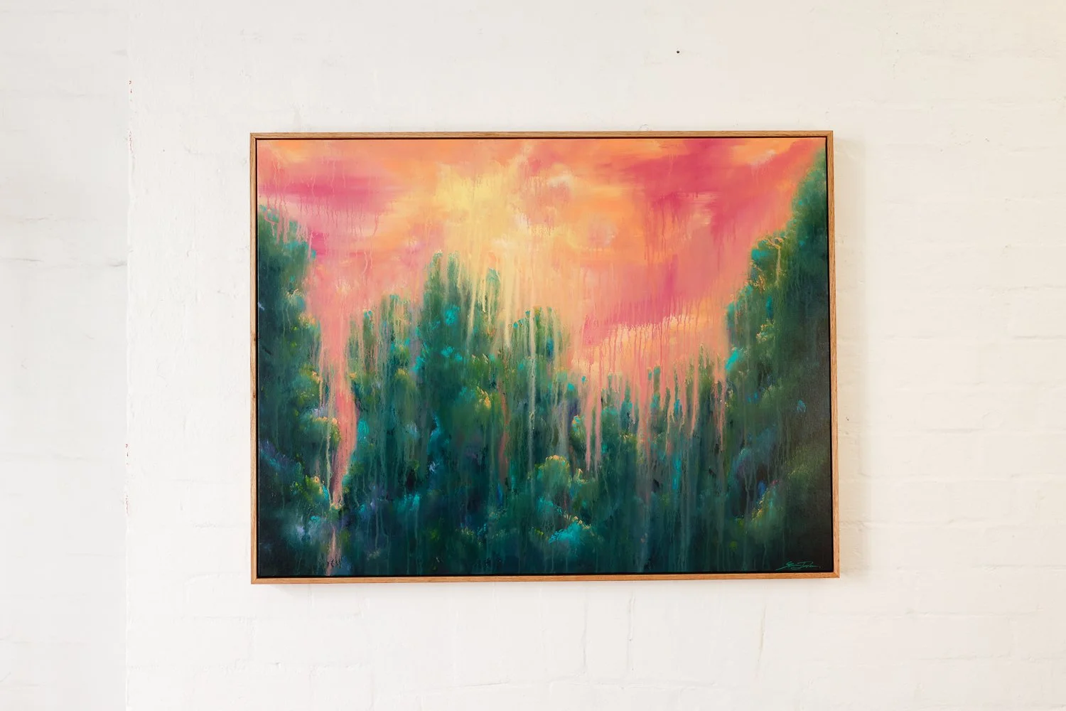Happy Place, Acrylic on canvas, Framed in sustainable Vic ash, 81 x 106cm $2950