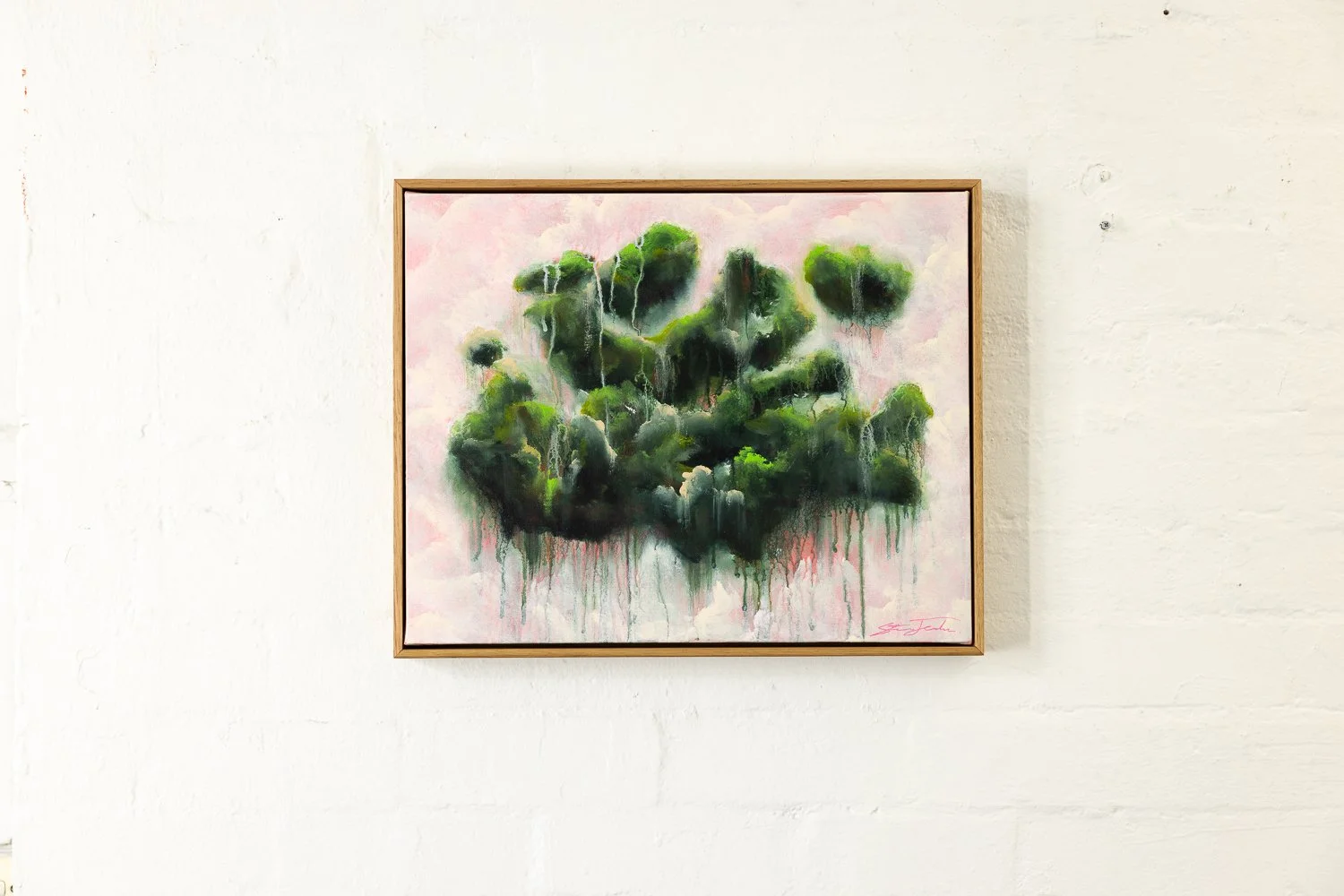 Island Greens, Acrylic on canvas, Framed in sustainable Vic ash 40 x 50cm $720