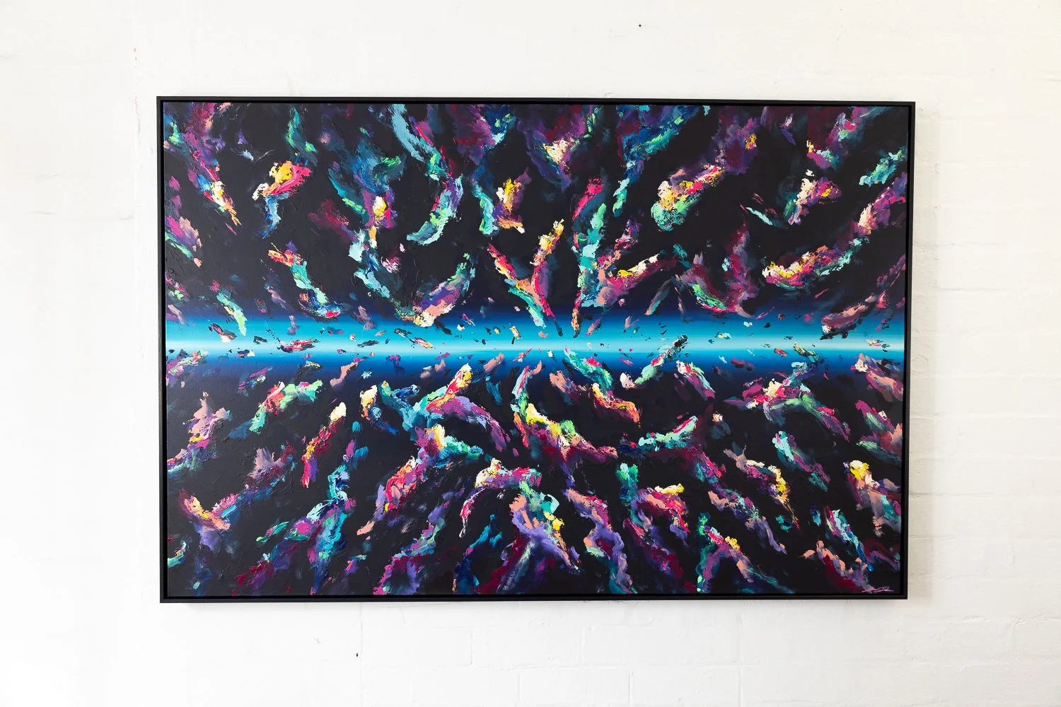 Encounters, Acrylic on canvas, Framed in sustainable Vic ash 101 x 152cm $4480