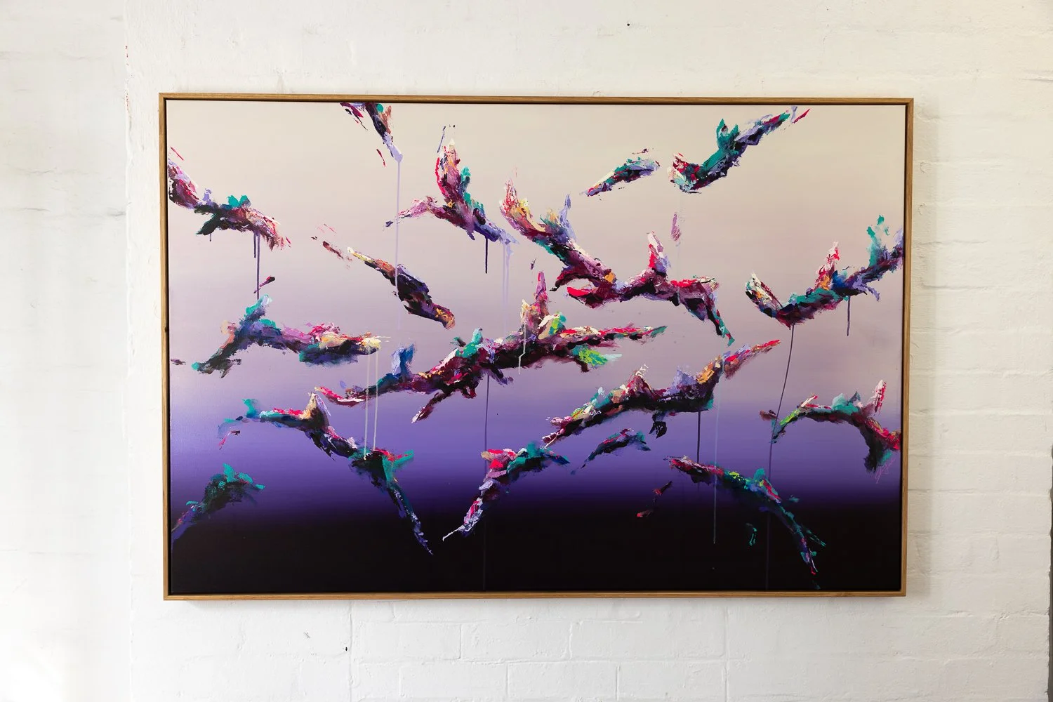 Care To Dance? Acrylic on canvas, Framed in sustainable Vic ash 101 x 152cm $4480