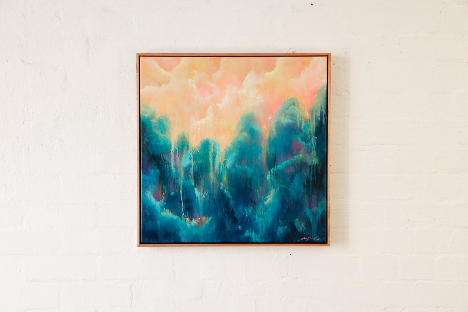 Melting Pot, Acrylic on canvas, Framed in sustainable Vic ash, 60 x 60cm $980