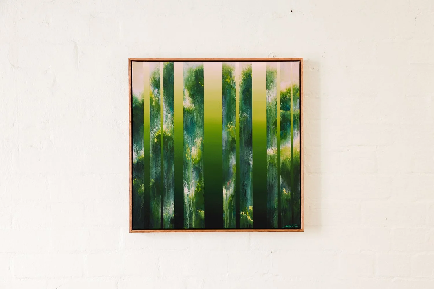 Distortion, Acrylic on canvas, Framed in sustainable Vic ash, 56 x 56cm $950