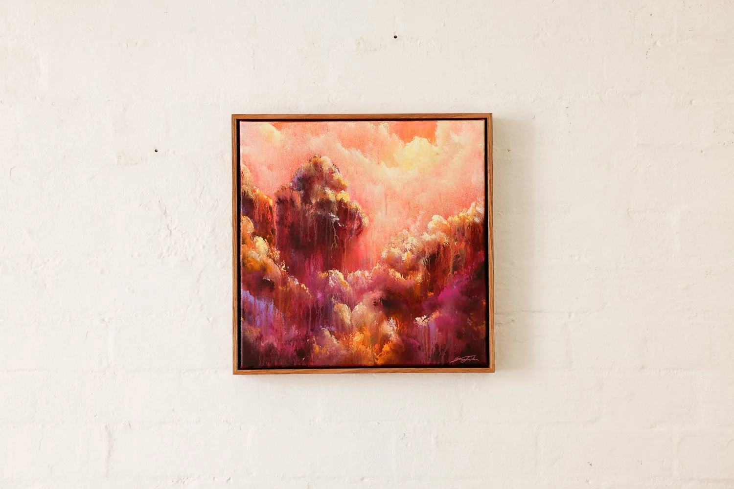 Handling The Heat, Acrylic on canvas, Framed in sustainable Vic ash, 40 x 40cm $620
