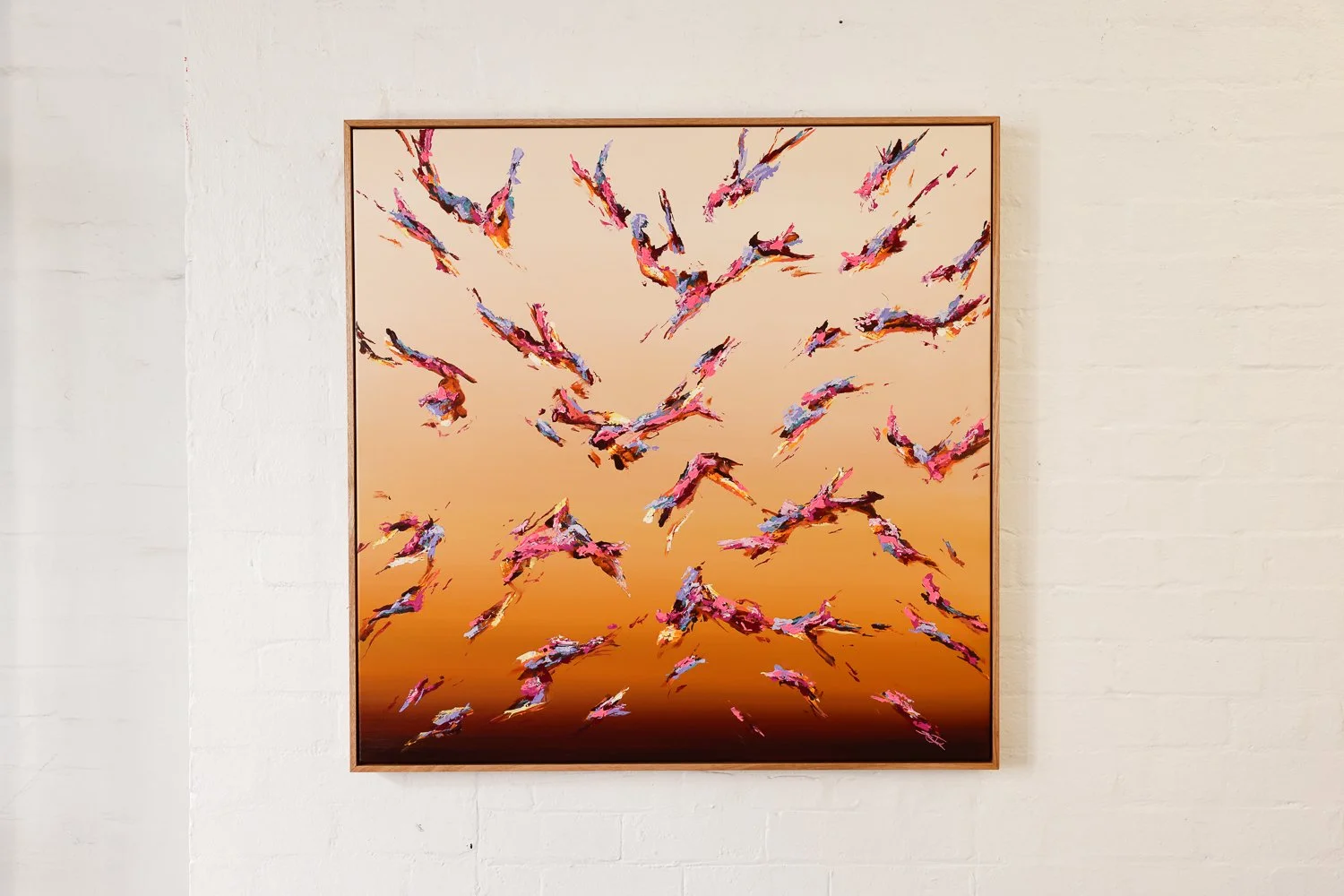 Dust at Dusk, Acrylic on canvas, Framed in sustainable Vic ash, 100 x 100cm $3180