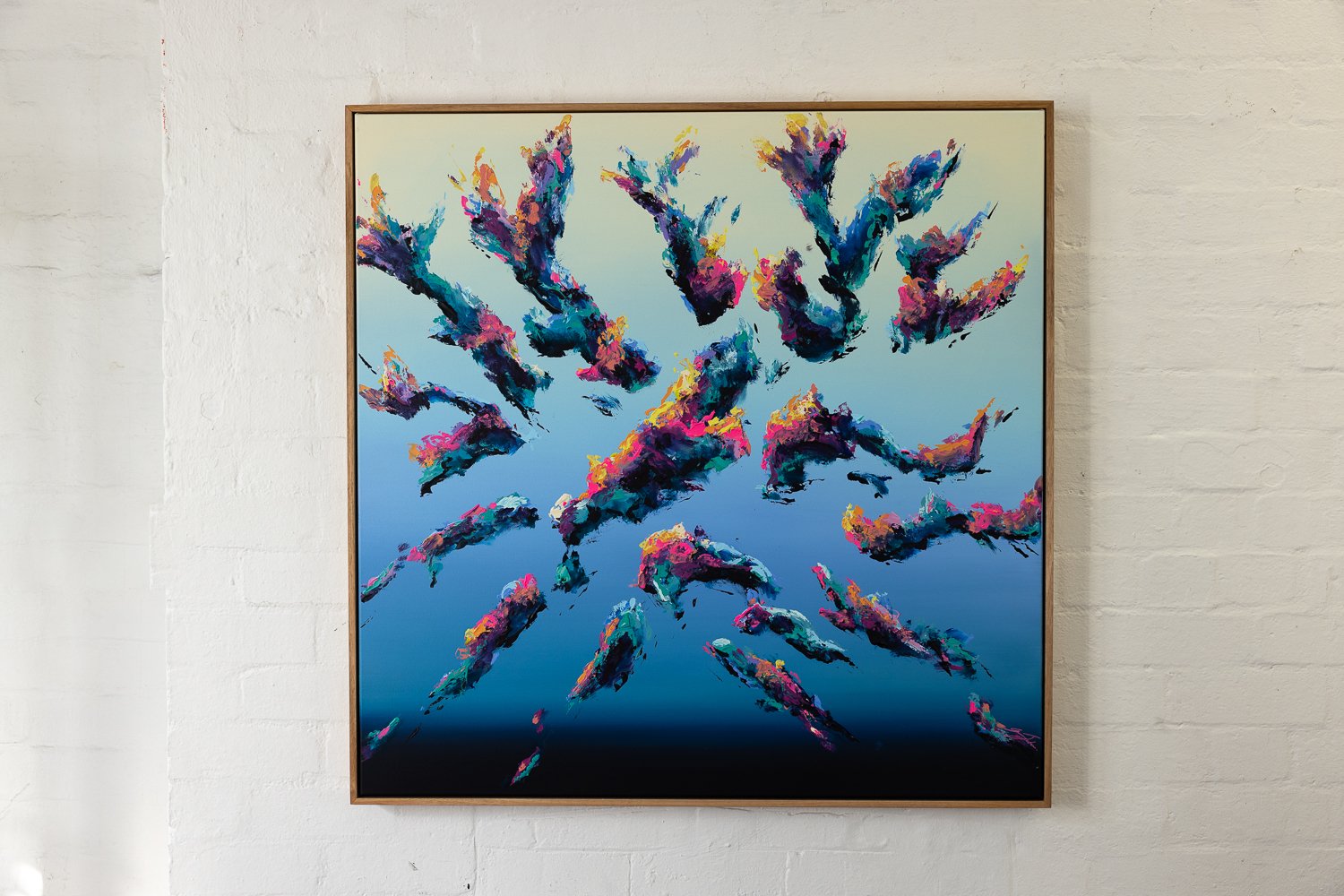 Ascension, Acrylic on canvas, Framed in sustainable Vic ash 100 x 100cm $3100