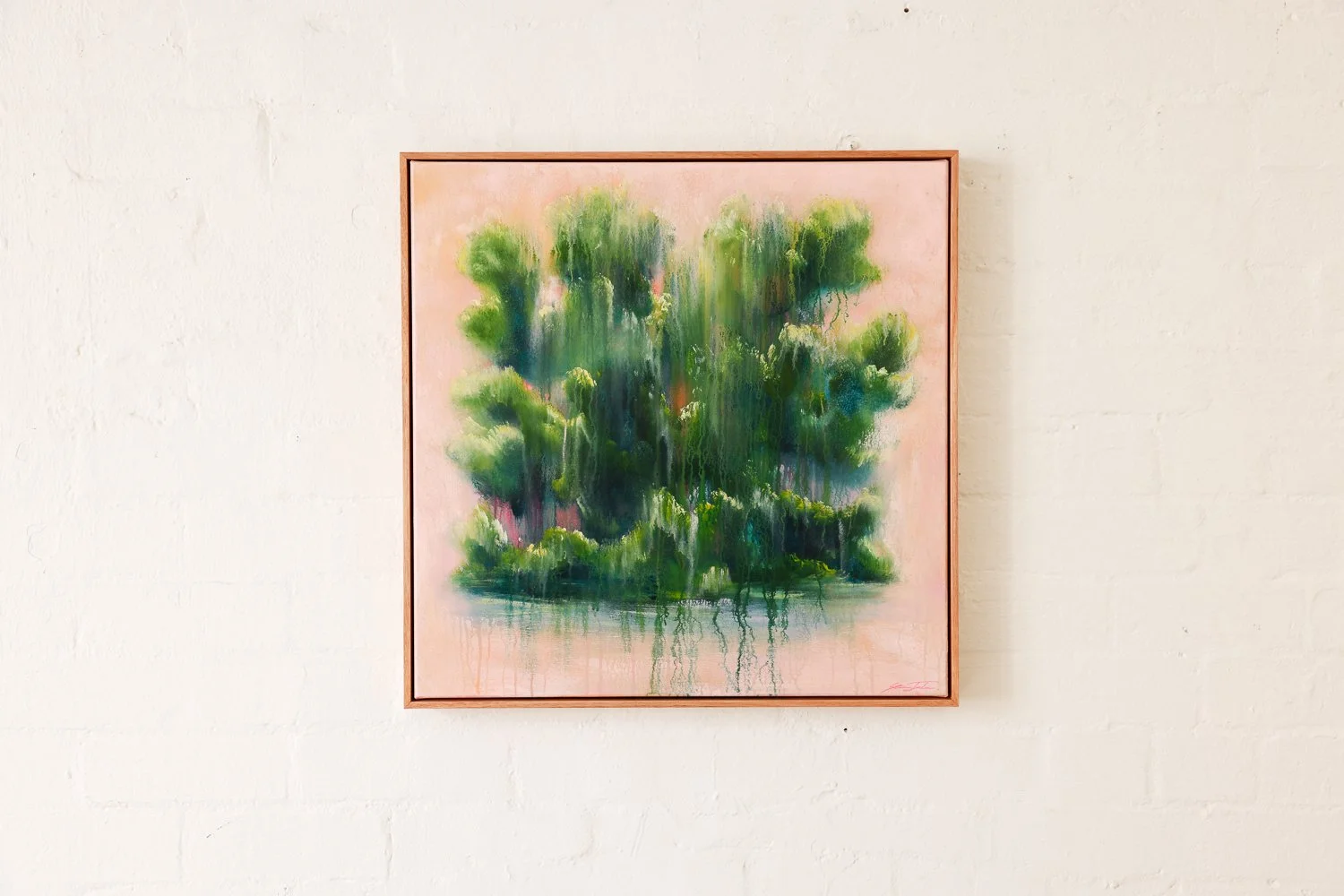 Green Cube, Acrylic on canvas, Framed in sustainable Vic ash, 60 x 60cm $980