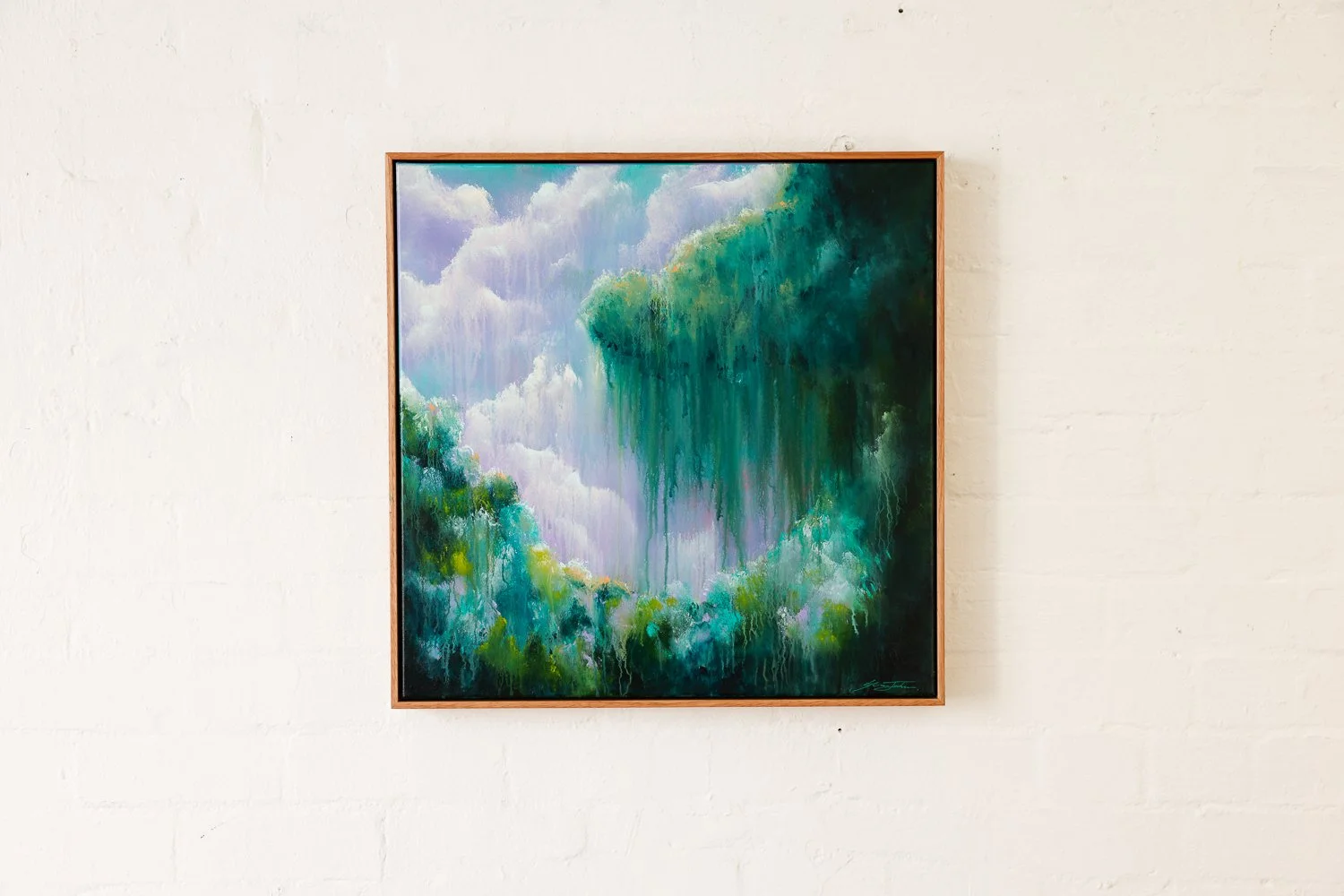 Green Wave, Acrylic on canvas, Framed in sustainable Vic ash, 60 x 60cm $980