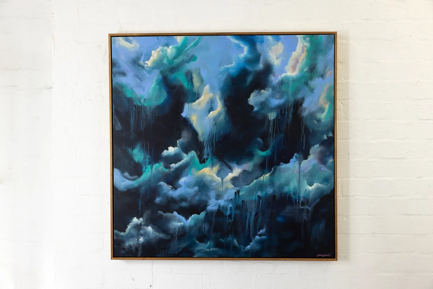 The Blues, Acrylic on canvas, Framed in sustainable Vic ash 100 x 100cm $3100