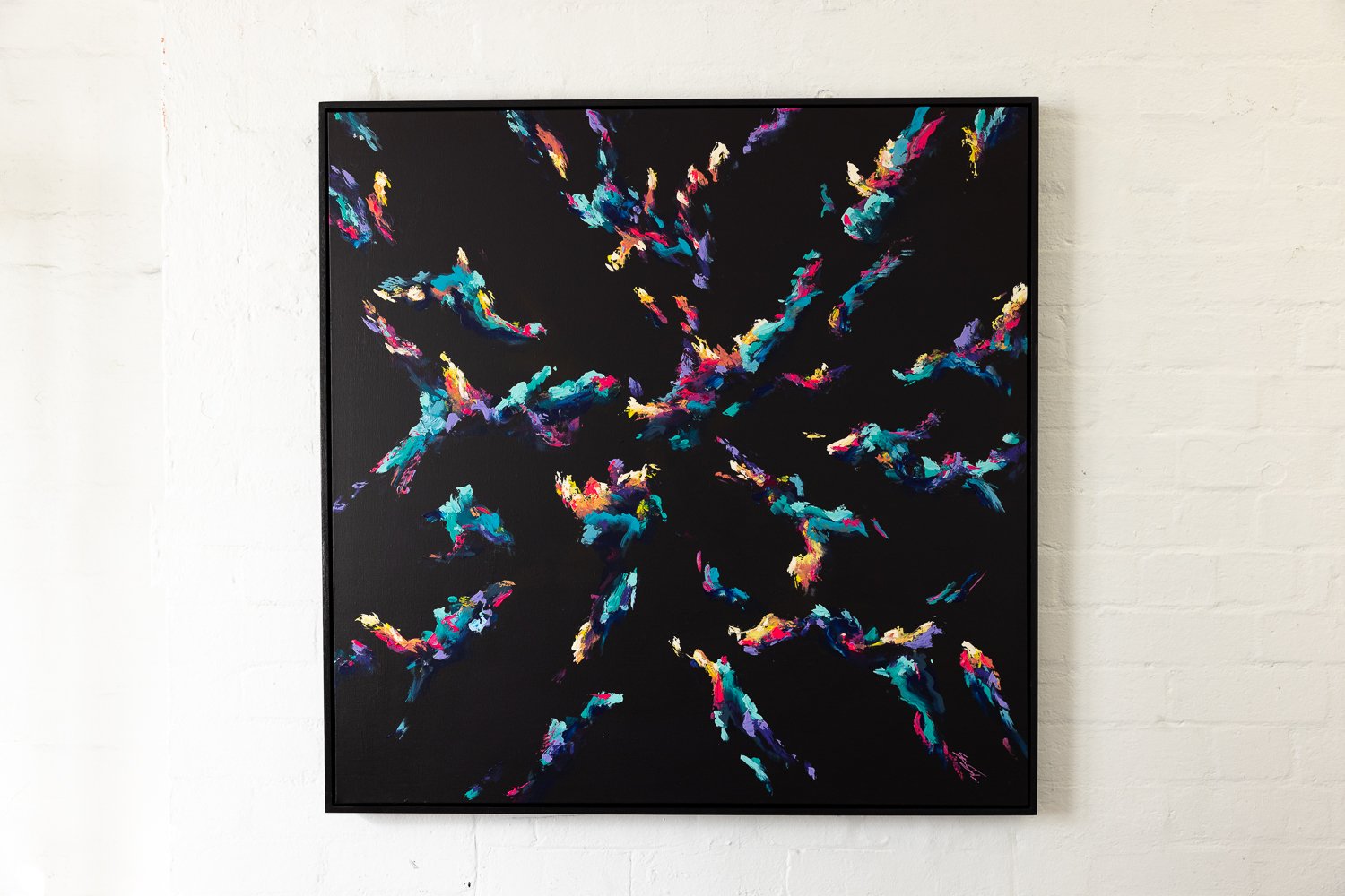 Kaleidoscope Visions, Acrylic on canvas, Framed in sustainable Vic ash 100 x 100cm $3100 