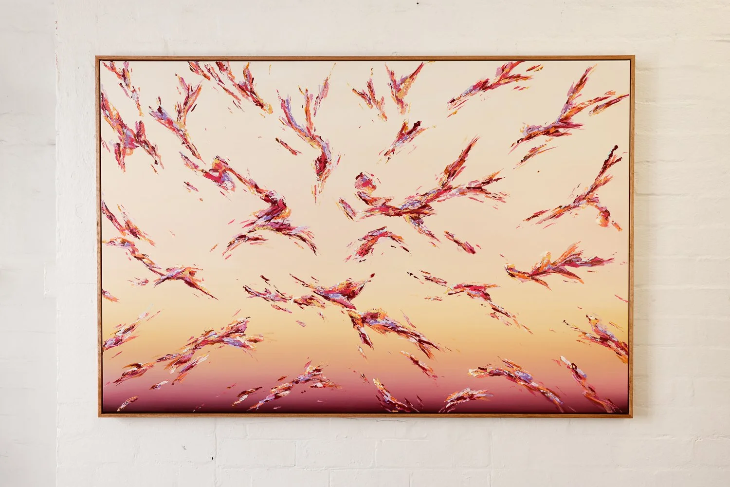 Good Morning, Acrylic on canvas, Framed in sustainable Vic ash, 100 x 150cm $4380