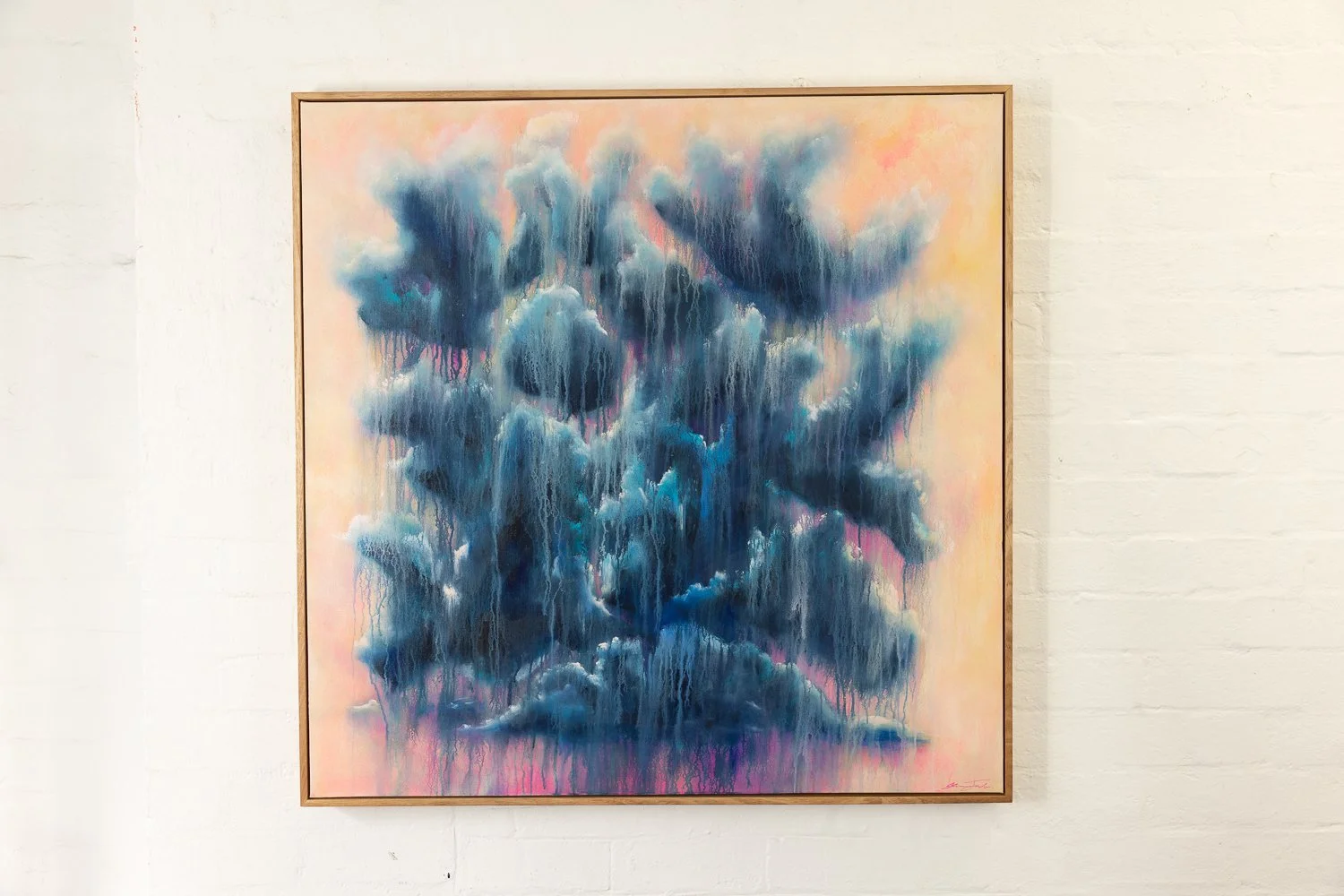 Blue Cube, Acrylic on canvas, Framed in sustainable Vic ash 100 x 100cm $3100