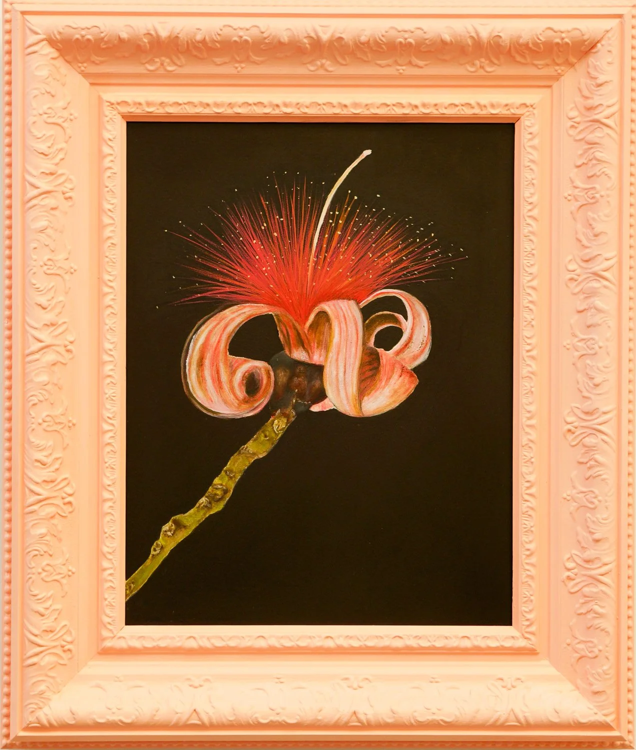 Pink brush 45x52cm oil on poly cotton canvas $575