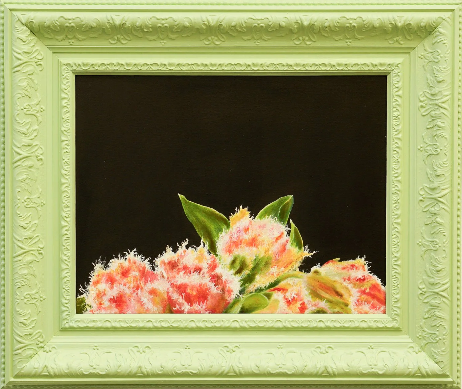 Frilled to bits 45x52cm oil on poly cotton canvas $575