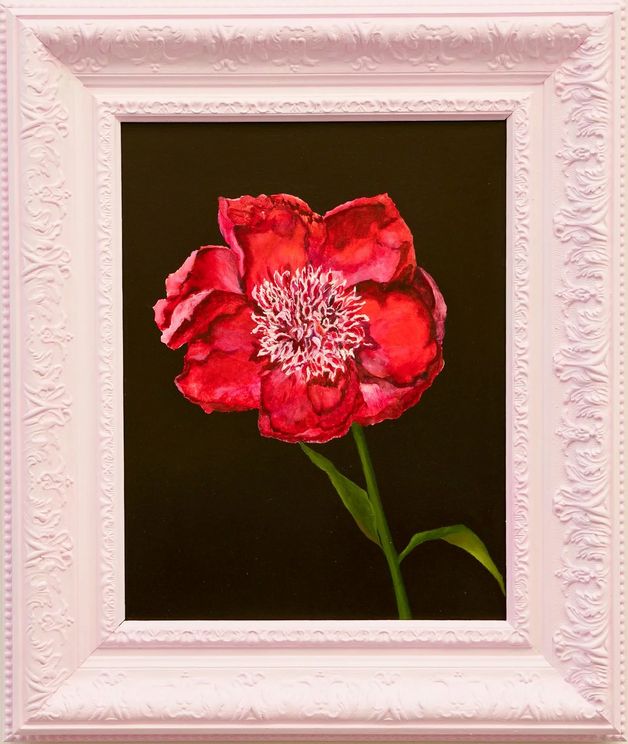 Pink peony 45x52cm oil on poly cotton canvas $575
