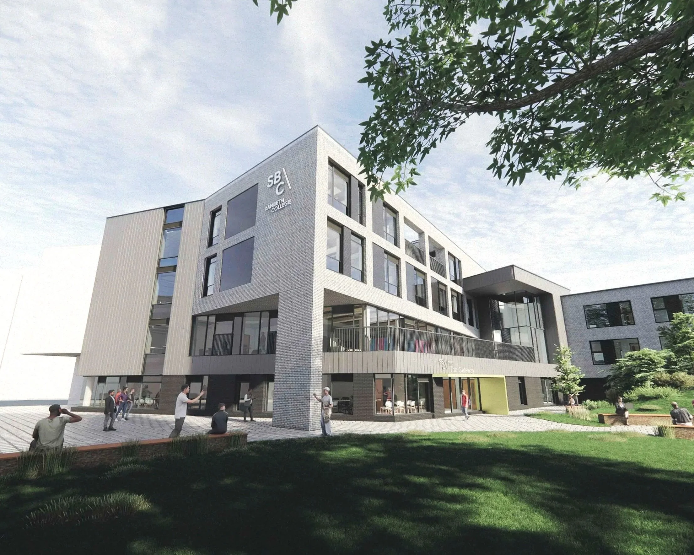 Courtyard view towards new extension