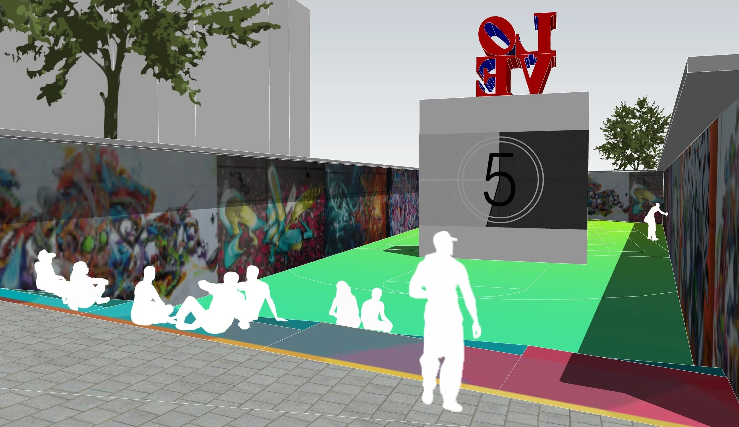 Event space - cinema and sculpture plinth