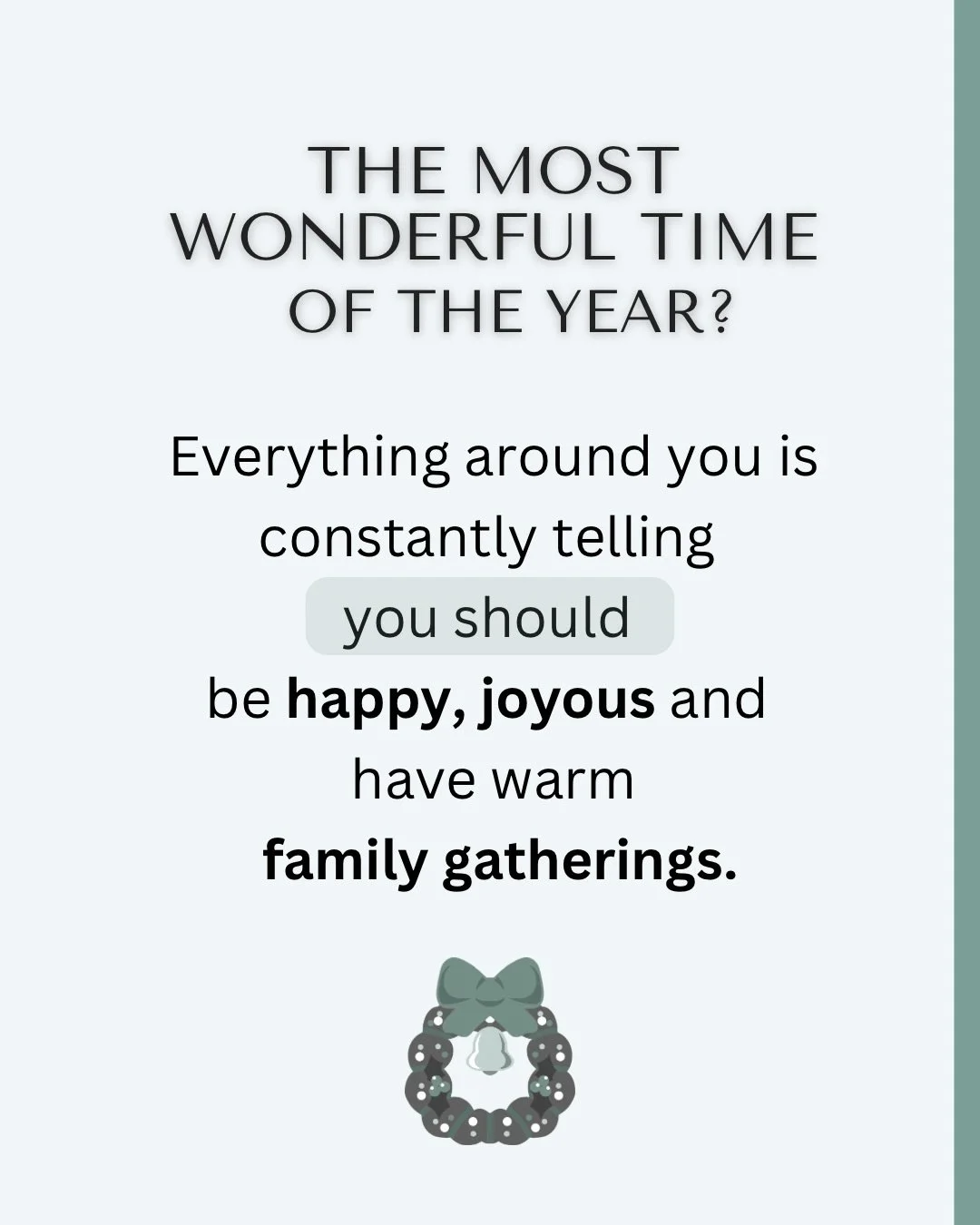 The festive season can be challenging for anyone at different points in their lives. 

It often intensifies feelings of loneliness and isolation. 

Whether you are spending the holidays alone by choice or due to other circumstances, it&rsquo;s import