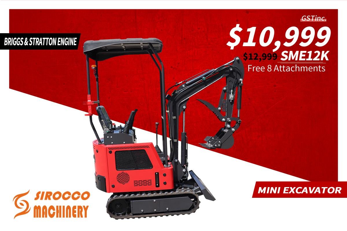 Koop/B&S Engine SME12 Mini Excavator with 8 Attachments