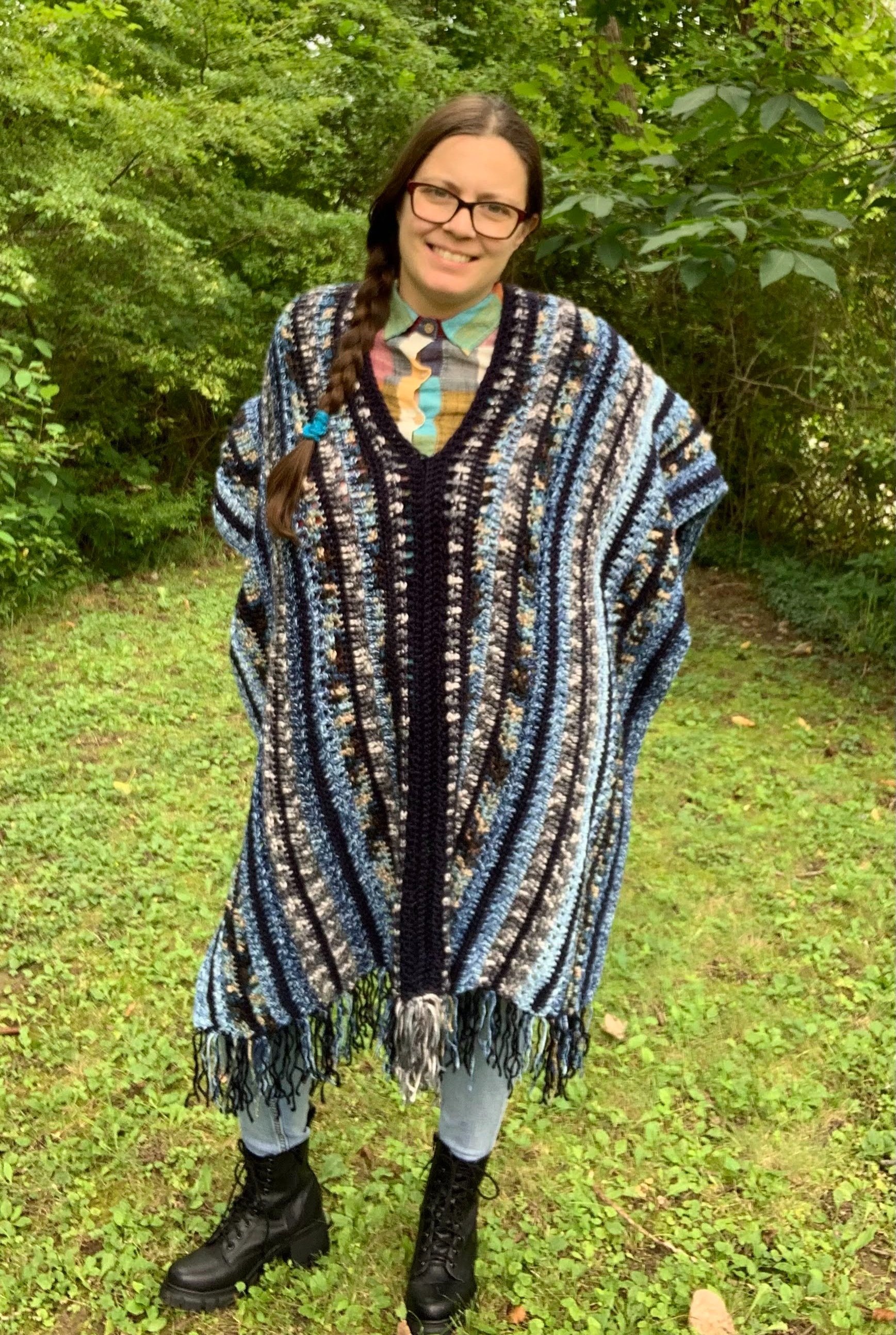 Austin Poncho, 2023, original pattern crocheted in acrylic 