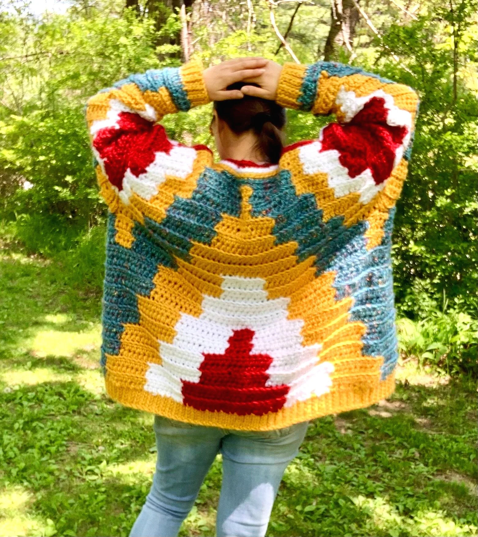Steppe Jacket, 2023, original pattern crocheted in acrylic 