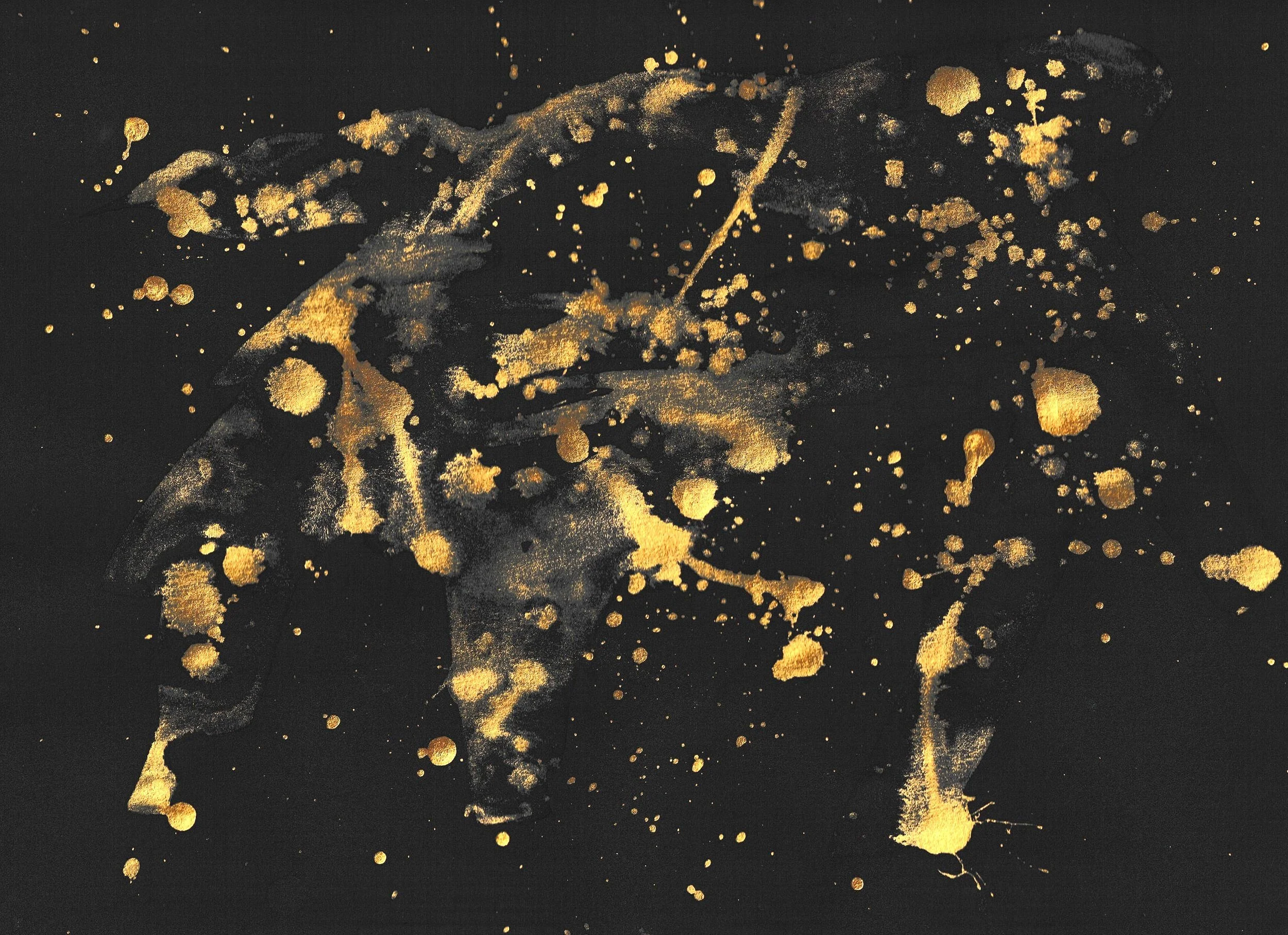 La Tête d'Or II, 2024, gold ink on black paper
