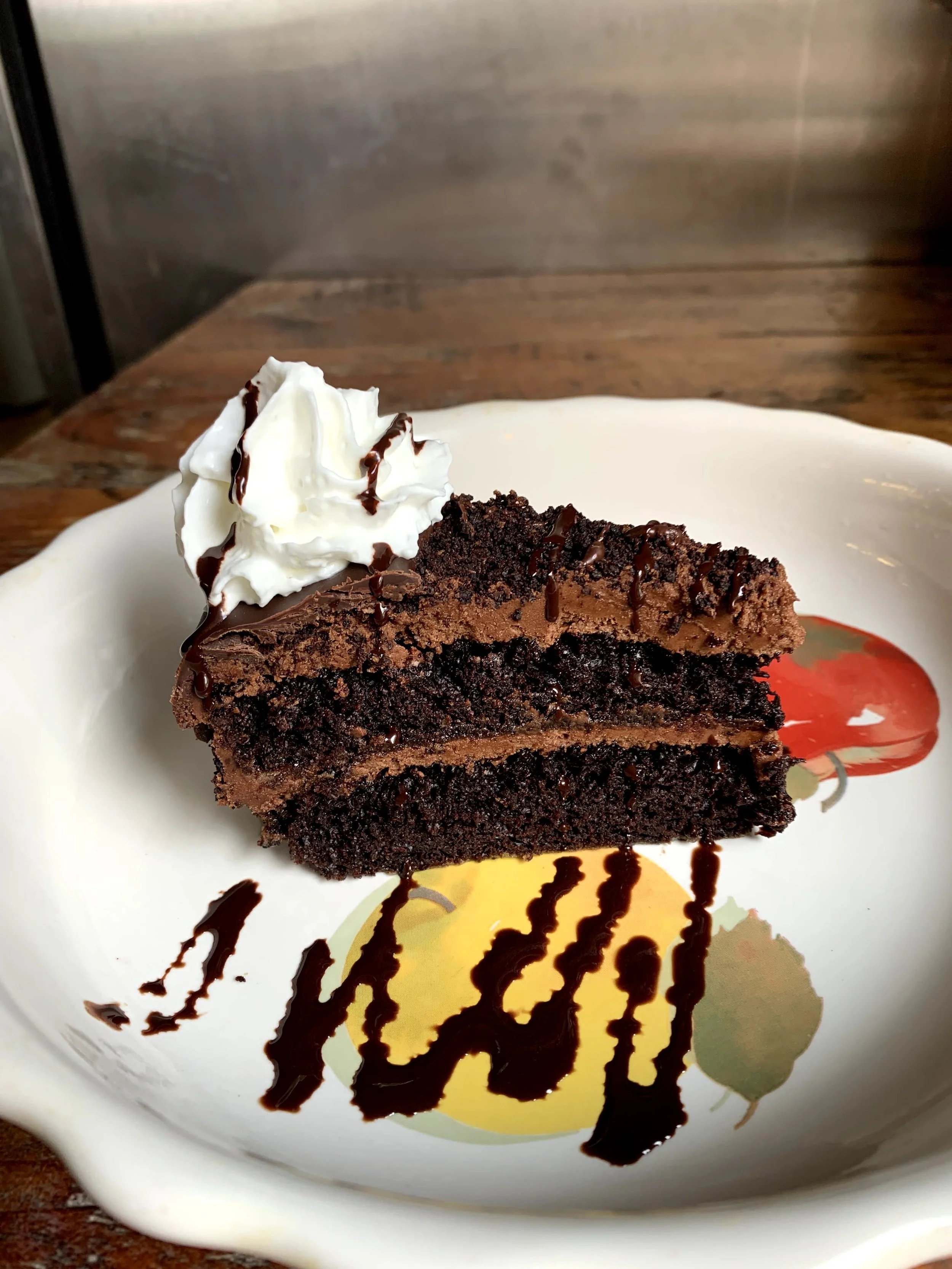 Death by Mocha Cake with homemade chocolate sauce